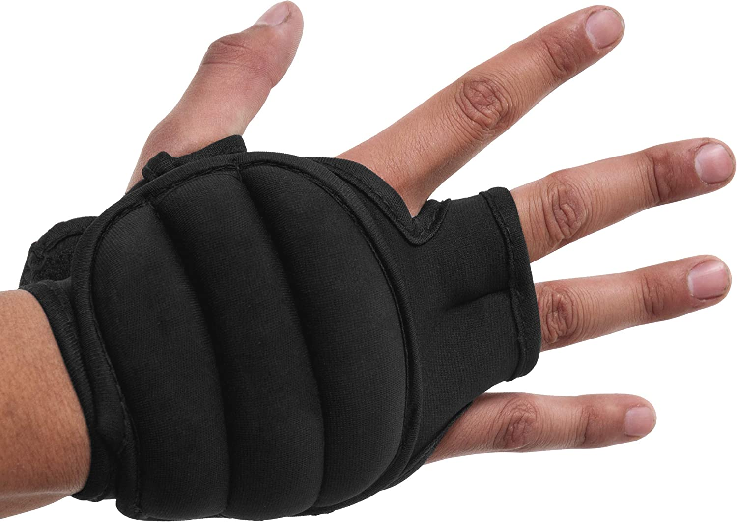 Prosource Fit Weighted Gloves, Pair of 2 Lb. Neoprene Hand Weights for Cardio Workouts - Black image number 3