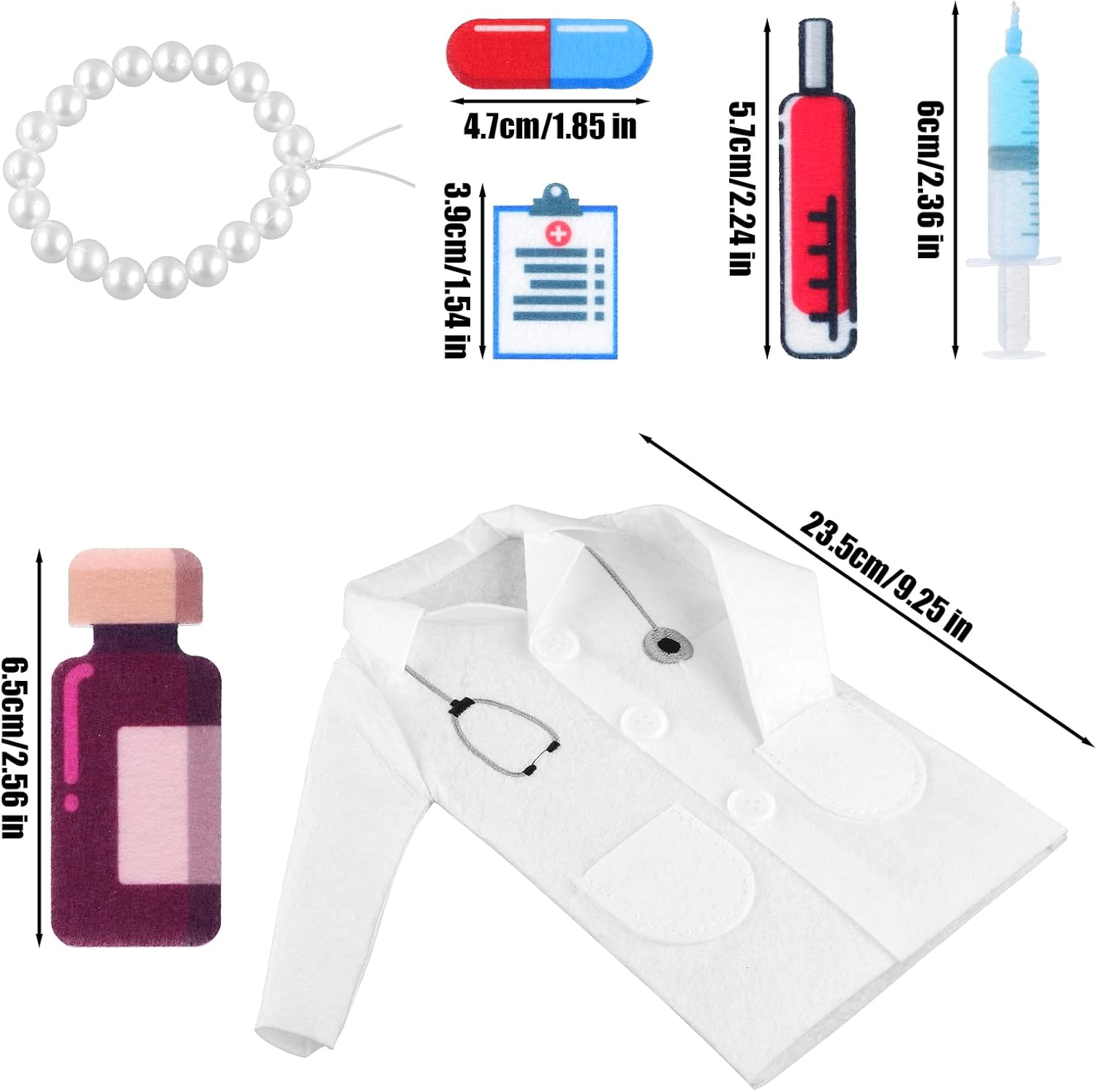 White Coat Wine Bag, Felt Nurse White Jacket Wine Bottle Cover with Syringe Chain Thermometer Funny Wine Packing Clothing Cover Nurse Practice Gifts for Men Women Graduation, Bronze image number 4