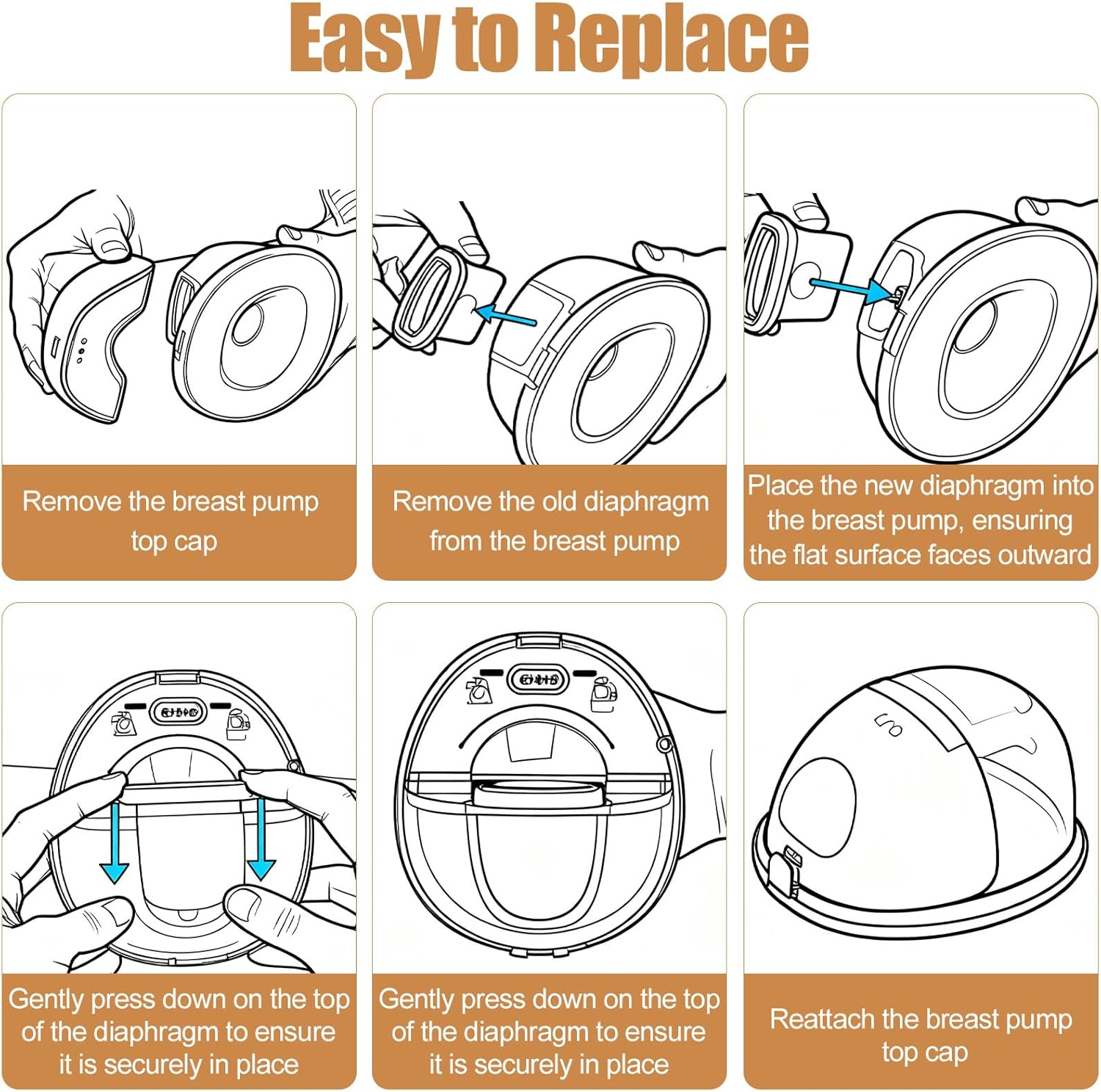 4Pcs Replacement Diaphragm for Eufy Wearable Breast Pump E10/S1/S1 Pro, Soft Silicone Breast Bump Parts Accessories image number 1