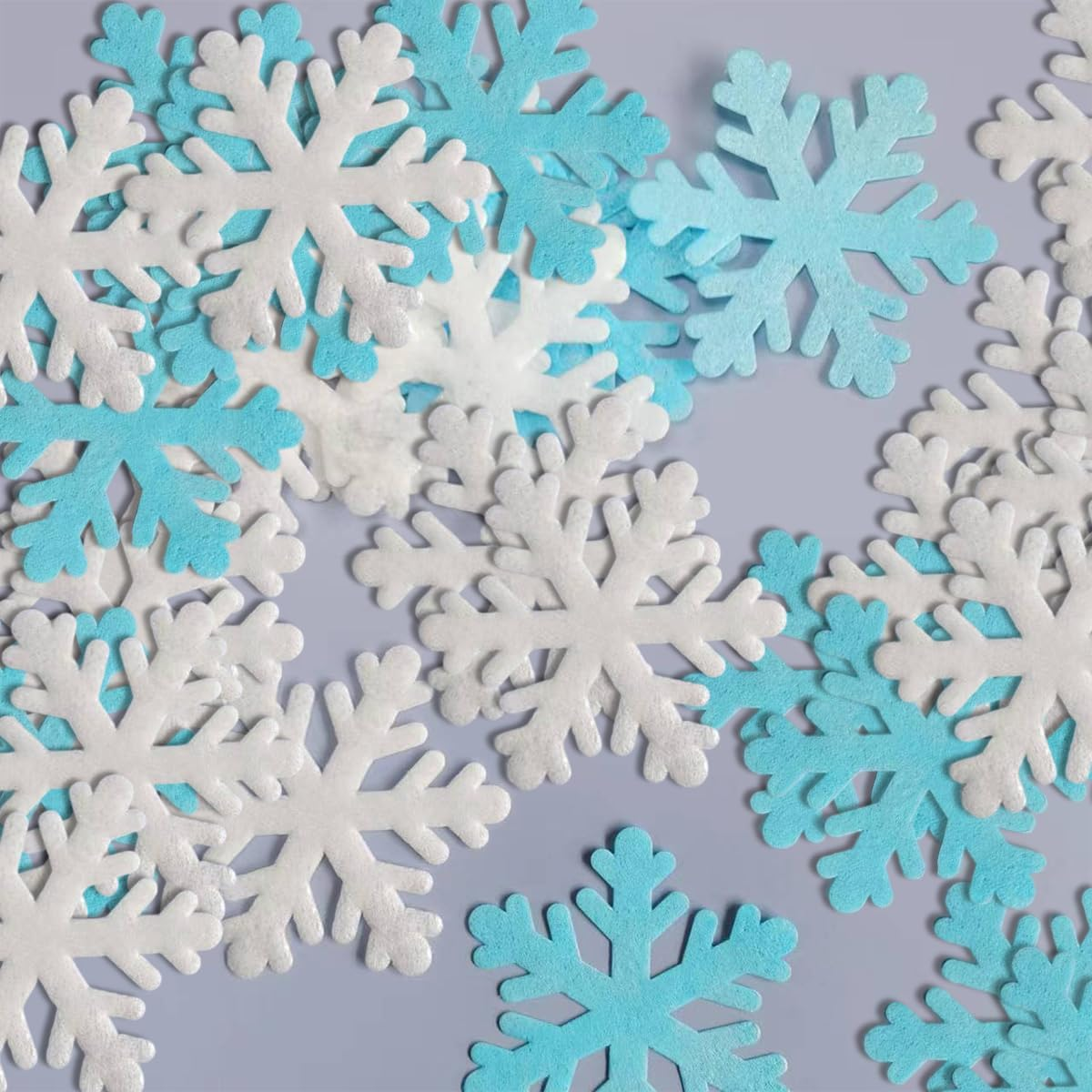50 Pcs Edible Snowflake Cupcake Toppers Christmas Winter Cake Toppers White Blue Snowflakes Cake Decoration for Christmas Winter Frozen Birthday Theme Party Supplies image number 5