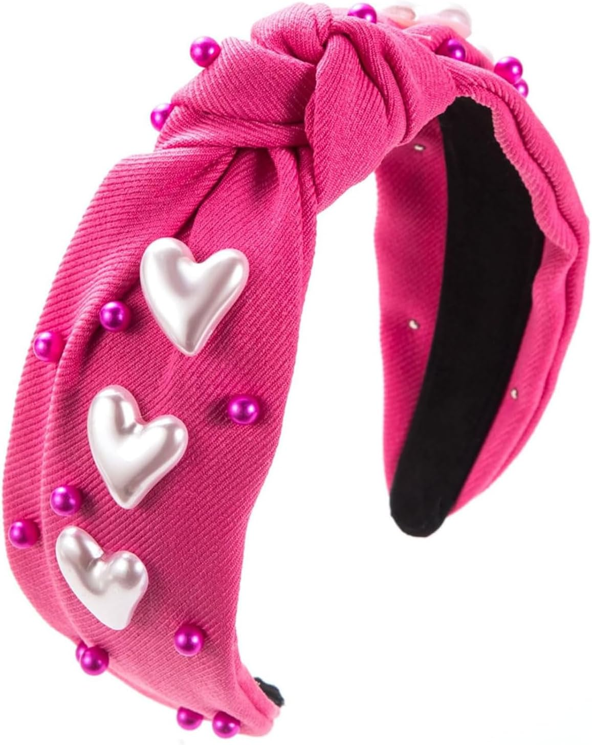 Valentines Headband for Women Girls, Graffiti Love Heart Hair Band, Pink Red Hearts Headbands Wide Knotted Non Slip Hair Accessories Valentines Day Wedding Party Supplies Romantic Decor