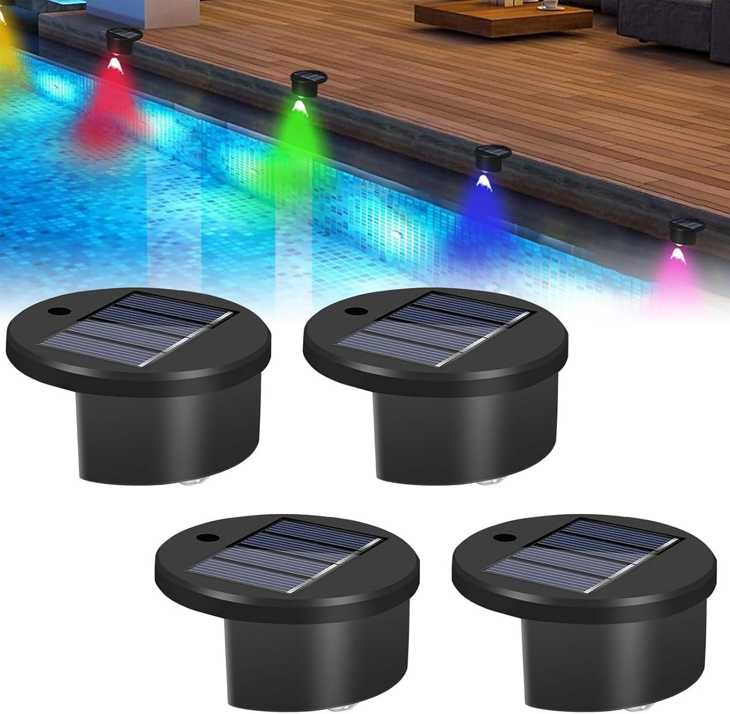 4 Pack Floating Solar Pool Lights &ndash; Waterproof Color Changing LED Lights for Inground & above Ground Pools, Ponds, Hot Tubs, Fountains, Deck, Patio & Outdoor Decorations