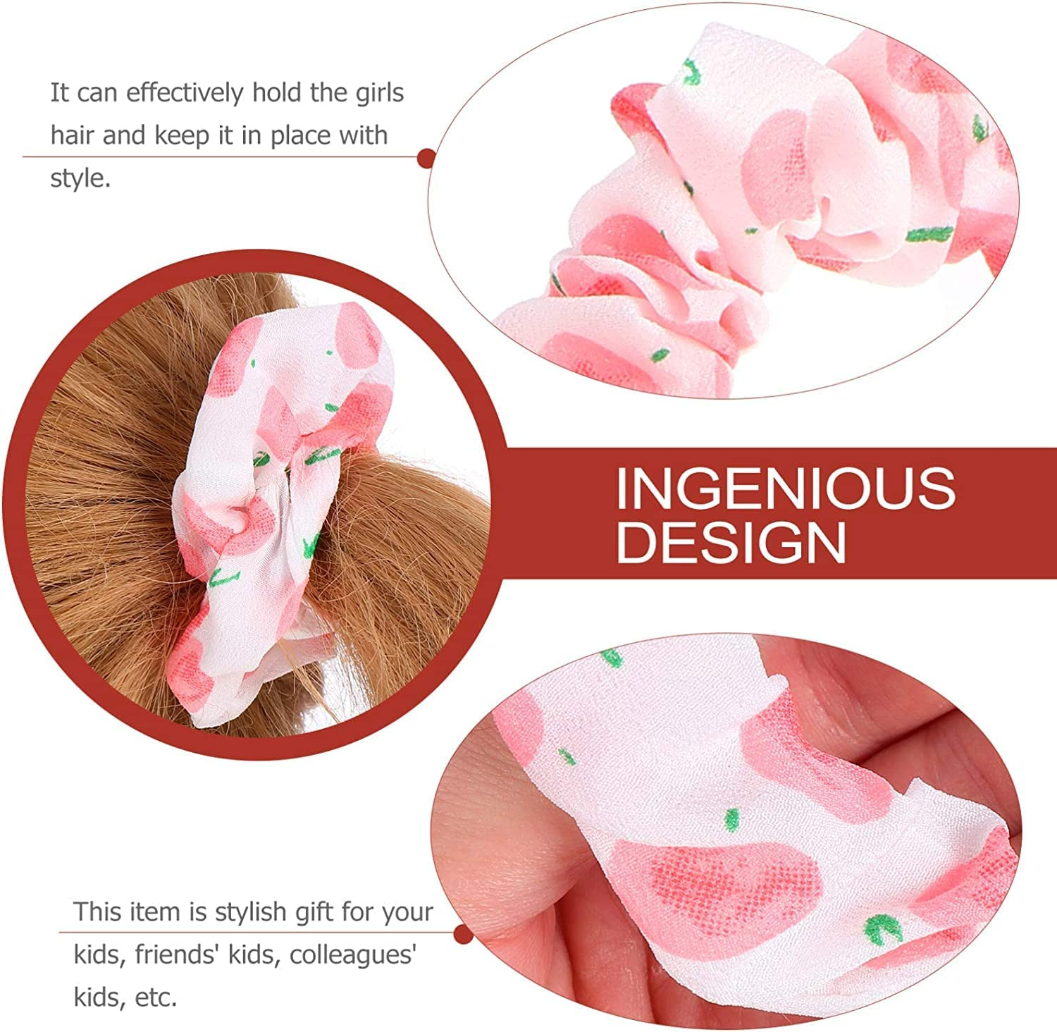 13Pcs Summer Hair Scrunchies Set - Colorful Elastic Ponytail Holders with Fruit Designs, Cute Hair Ties for Women, Kids, Toddlers, and Girls Hair Accessories image number 6