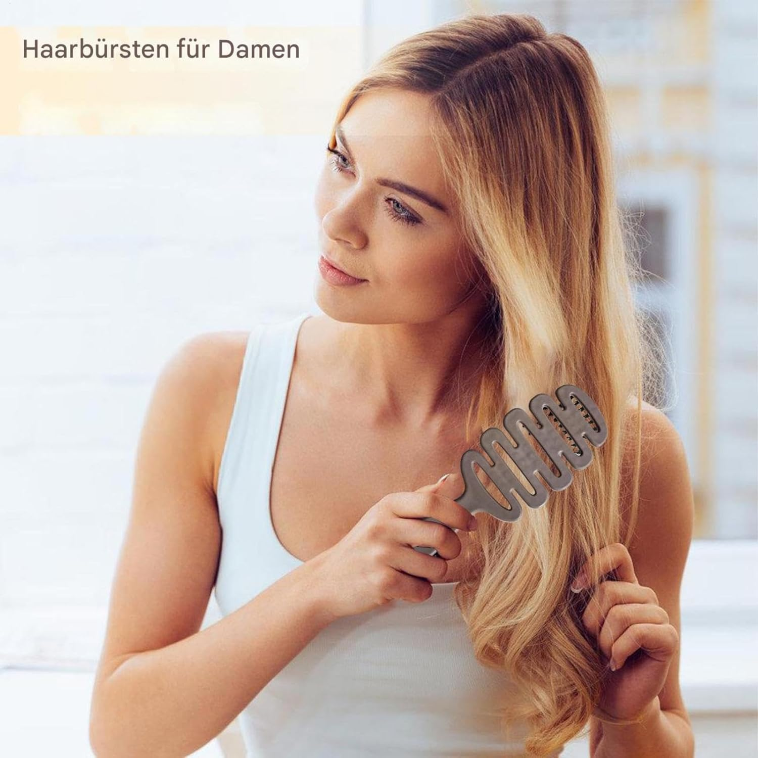 Detangling Brush with Pig Bristles - Paddle Brush for Thick, Frizzy Hair, Gentle Hair Styling Comb, Antistatic Hair Brush, Scalp Massage Brush for Shine and Smoothness, Care Brush For image number 3