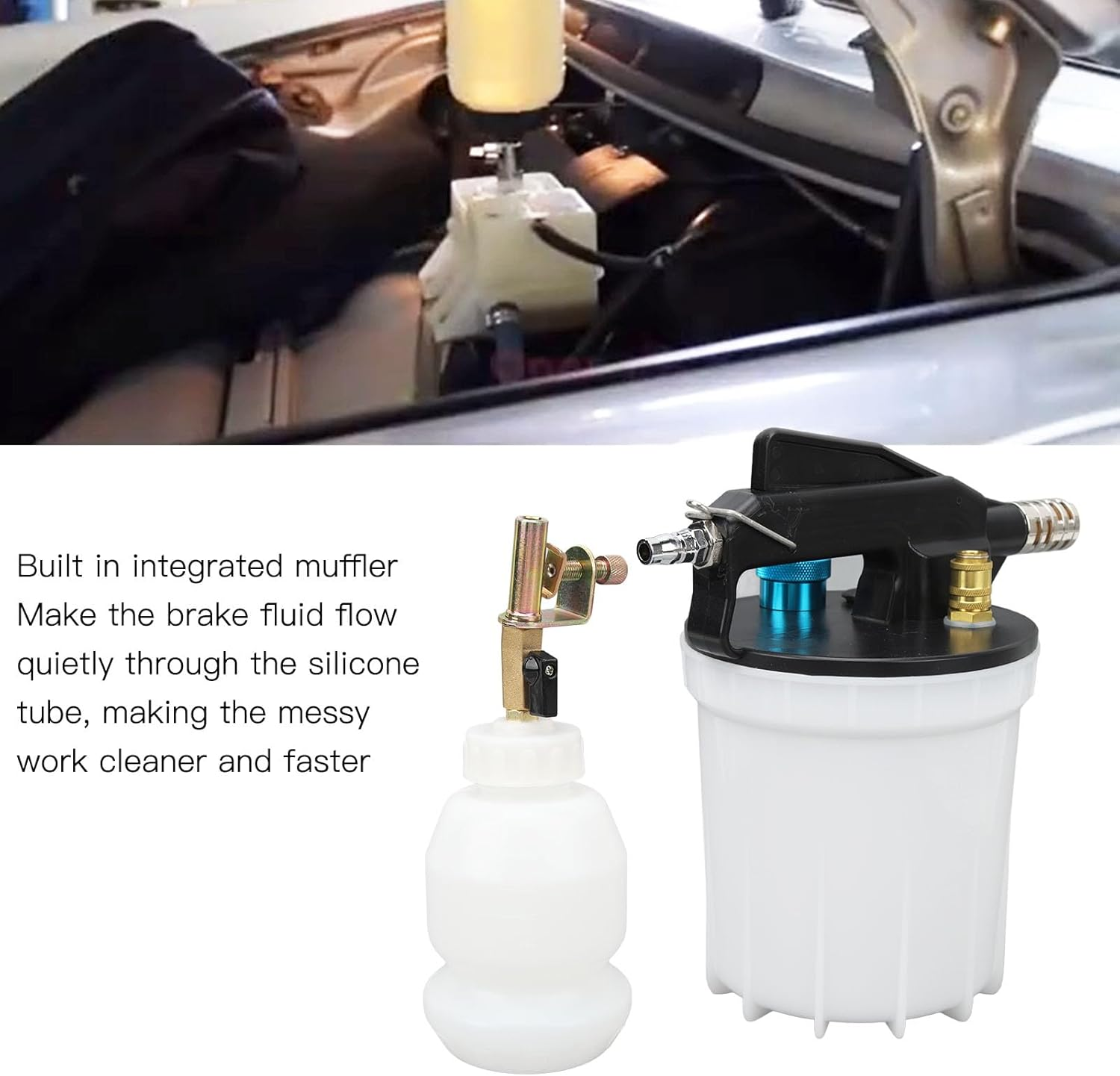 Vacuum Brake Bleeder Kit, Professional Brake Fluid Bleeder, 2.75 to 11.6 Bar Universal Air Brake Bleeder Tool with 2L Vacuum Brake Extractor & 1L Refill Bottle for Car, Truck image number 2