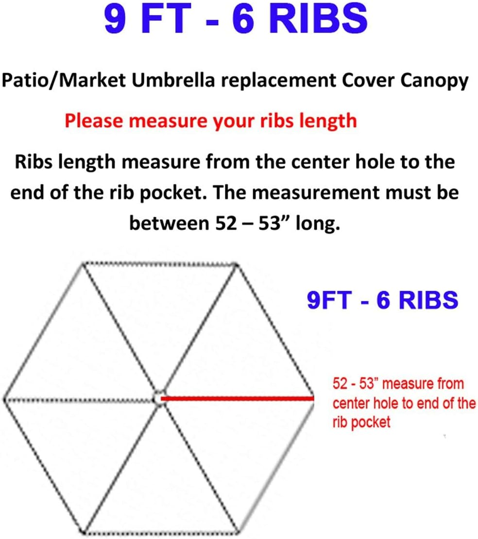 BELLRINO Replacement 9 Ft 6 Ribs BLACK/WHITE STRIPE" STRONG & THICK" Umbrella Canopy (Canopy Only) image number 1