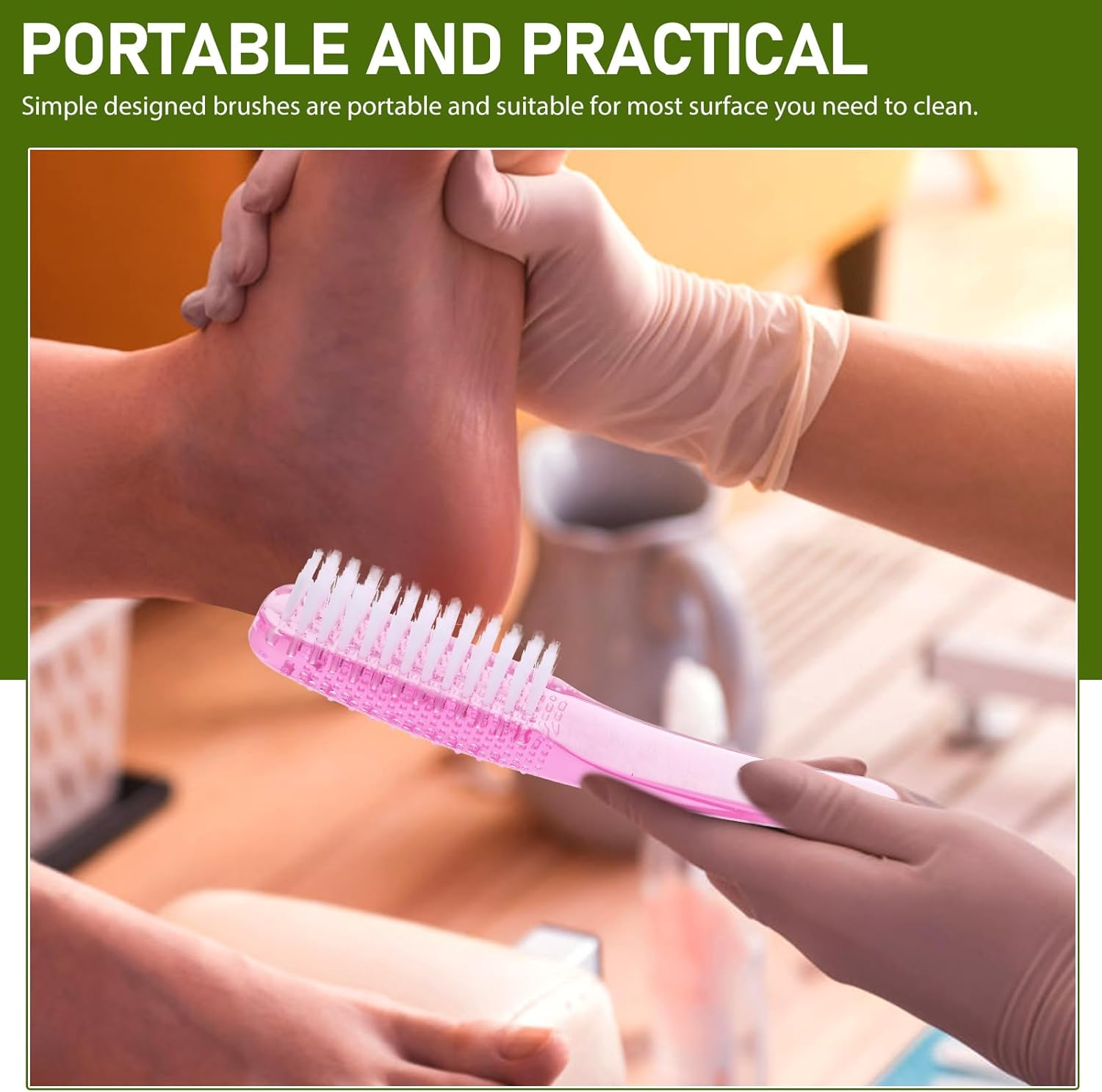 2Pcs Nail Scrub Brush Nail Brush Cleaner Fingernail Brush Duster Cleaning Brush Dust Brush Grip Plastic Curved Handle Manicure Brush for Nails Clean up Nail Nail Dust Brush image number 6