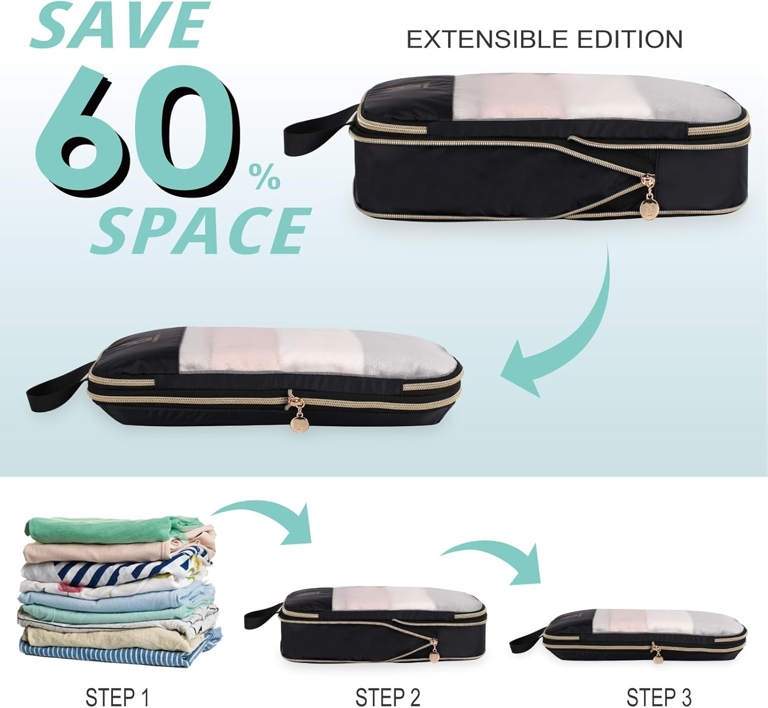 Expandable Compression Packing Cubes for Travel, See through Mesh Travel Packing Cubes for Suitcases, Lightweight Compression Suitcases Organizers Bag Set for Essentials for Luggage image number 5