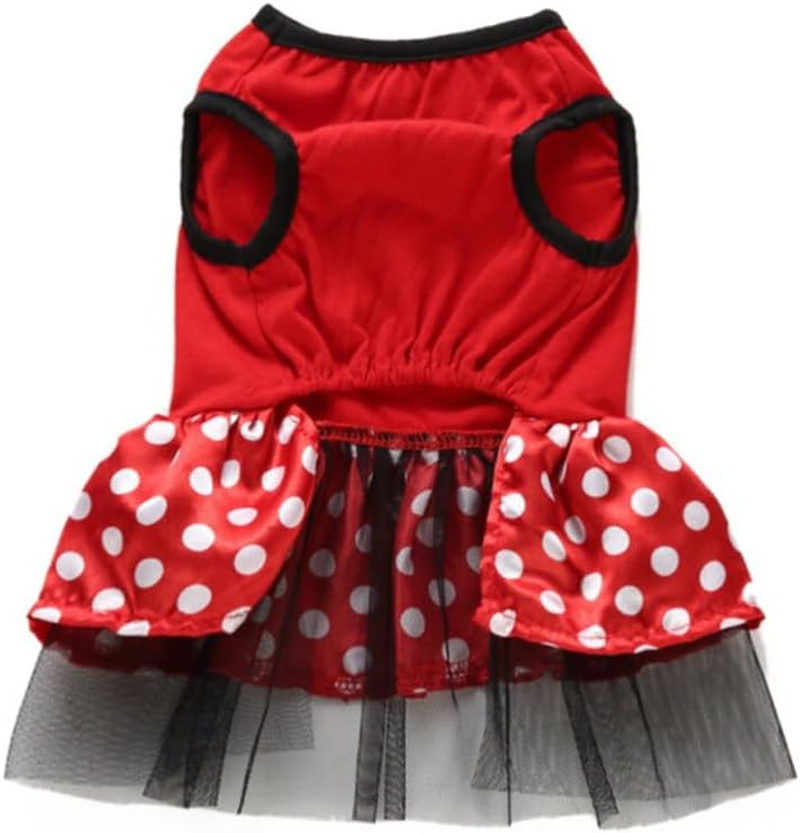 POPETPOP Reindeer Face Puppy Dog Dress Christmas Dog Costume Red Xmas Tutu Skirt for Pet Dogs (Size XL) image number 4