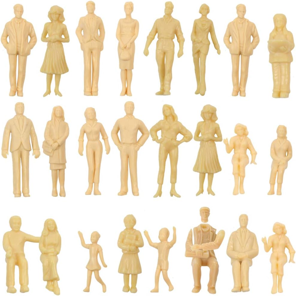24Pcs Model Trains Architectural 1:25 Unpainted Figures G Scale Sitting and Standing Person Model Railway Layout New P2501B