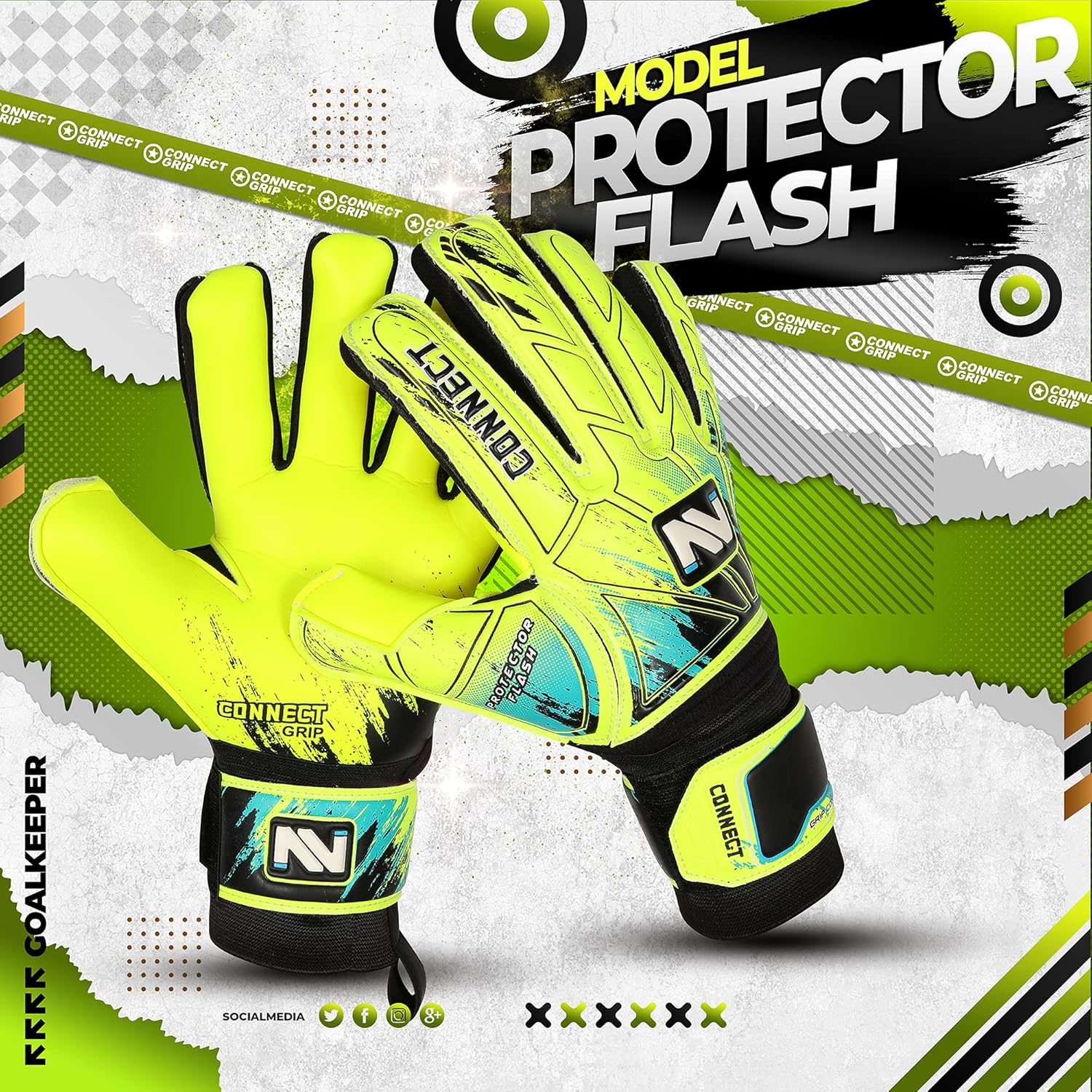 Connect Goalkeeper Gloves Premium Grip, Goalkeeper Gloves Kids, Youth & Adult, Football Gloves with Finger Support, Goalie Gloves, Goalkeeping Gloves Size 4/5/6/7/8/9/10 image number 4