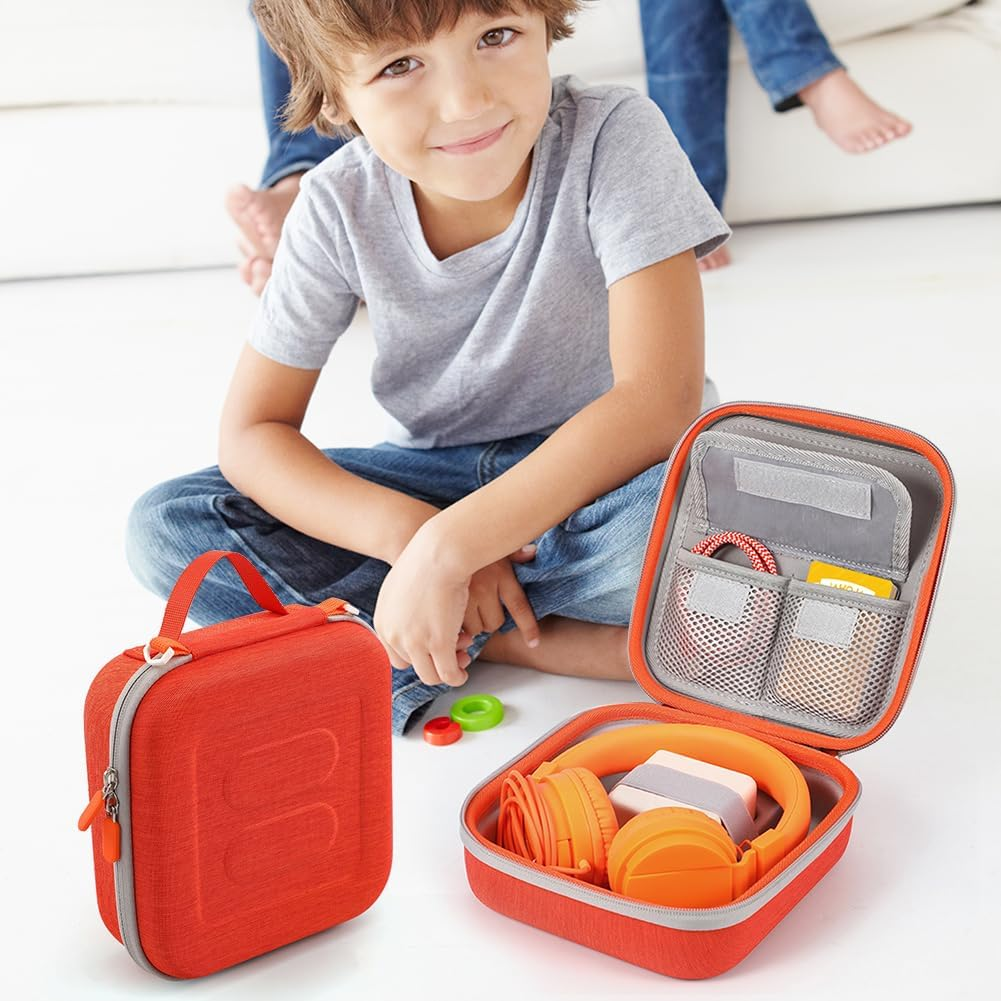 AZURAOKEY Travel Case Compatible with Yoto Mini Kids Audio & Music Player, Holder Bag Hold up to 20 Cards/Charging Cable for Children&rsquo;S Speaker Plays Audiobook Cards (Box Only) - L-Orange image number 4