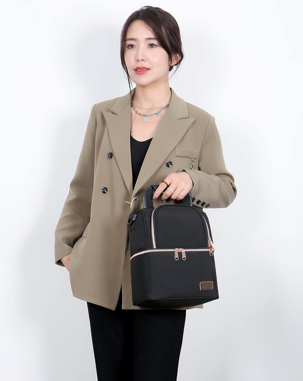 Meichoon Baby Bottle Cooler Bag Waterproof Breast Milk Freezer Baby Food Insulation Maternity Backpack Double Layer Fresh Keeping Travel Handbag for Nursing Mom Daycare - Pink image number 6