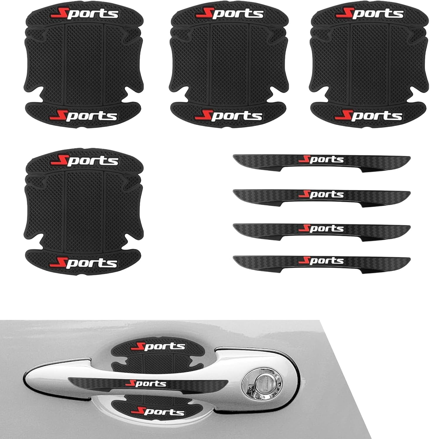 4PCS Car Door Protector, Sports Car Door Handle Scratch Protector, Door Handle Bowl Sticker, Doors Handle Protection Accessories, Universal for Most Car, SUV, Truck image number 3