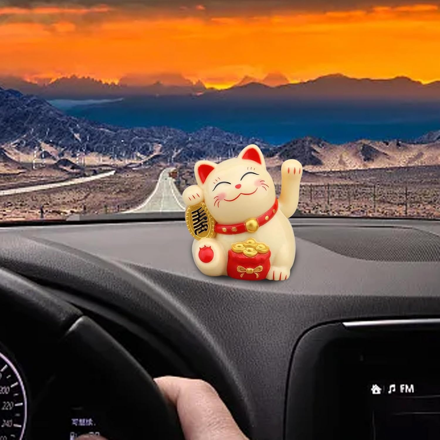 Solar Waving Lucky Cat - Solar Lucky Cat Waving Arm, Solar Powered Cute Waving Cat | Lucky Waving Wealth Cat, Vivid and Lovely Chinese Cat, Chinese Lucky Cat Decoration, Fengshui Lucky Cat - Black image number 6