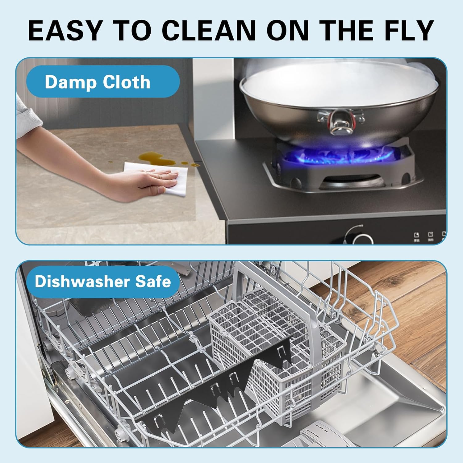 2PCS Stainless Steel Stove Gap Covers, Adjustable Oven Side Gap Filler Heat Resistant Easy Clean Stove Gap Filler for Kitchen Oven Counter Side Gap, Adjustable Length 13.8" to 27.6" (Black) image number 6