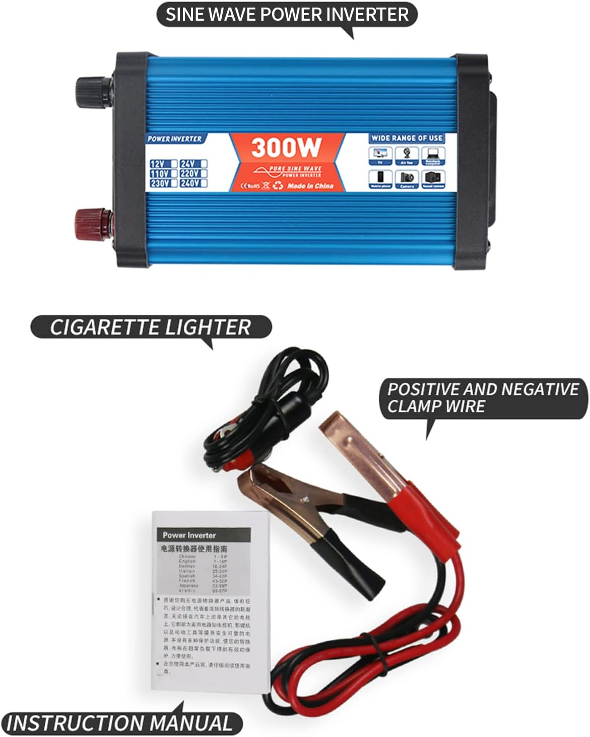 Solar Power Inverter Sine Wave Power Inverter 500W DC 12V to AC 220V-240V Dual USB Port with Digital Display image number 2