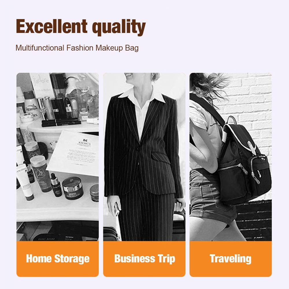 AHPOUN Clear Makeup Bag, Large Capacity Travel Toiletry Bag, Portable Waterproof Cosmetic Bag with Handle, Simple Fashionable Multi-Functional Zipper Pouch for Daily Travel Commuting image number 1