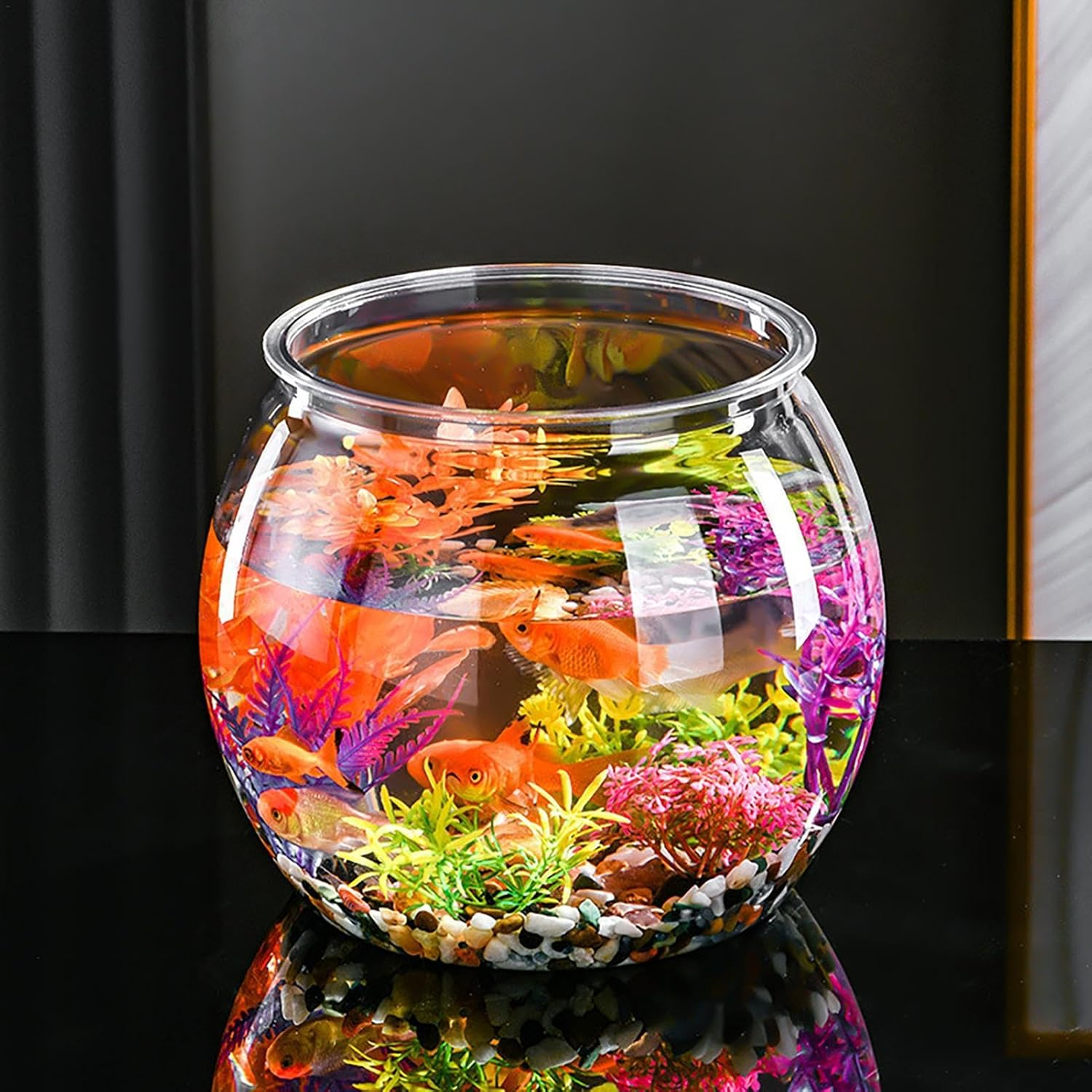 Fish Tank Bowl - Terrarium round Tank, Clear Bubble Bowl | Betta Fish Tank Plant Pot with 360 Viewing Design, Shatterproof Pet Fish Enclosure Display Bowl for Desktop Home Offices, 27.94X24.38Cm