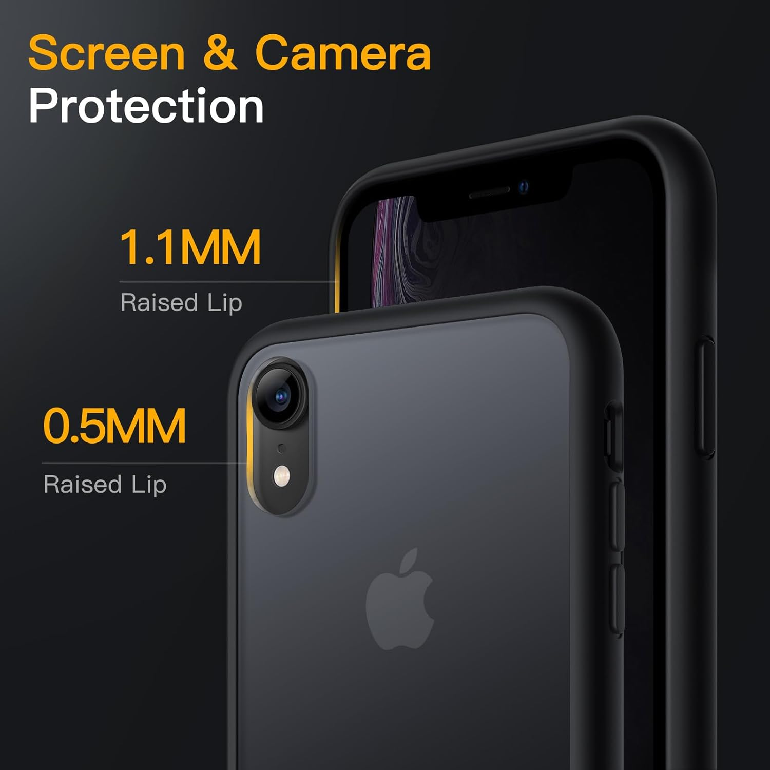 Jetech Matte Case for Iphone XR 6.1-Inch, Shockproof Military Grade Drop Protection, Frosted Translucent Back Phone Cover, Anti-Fingerprint (Black)