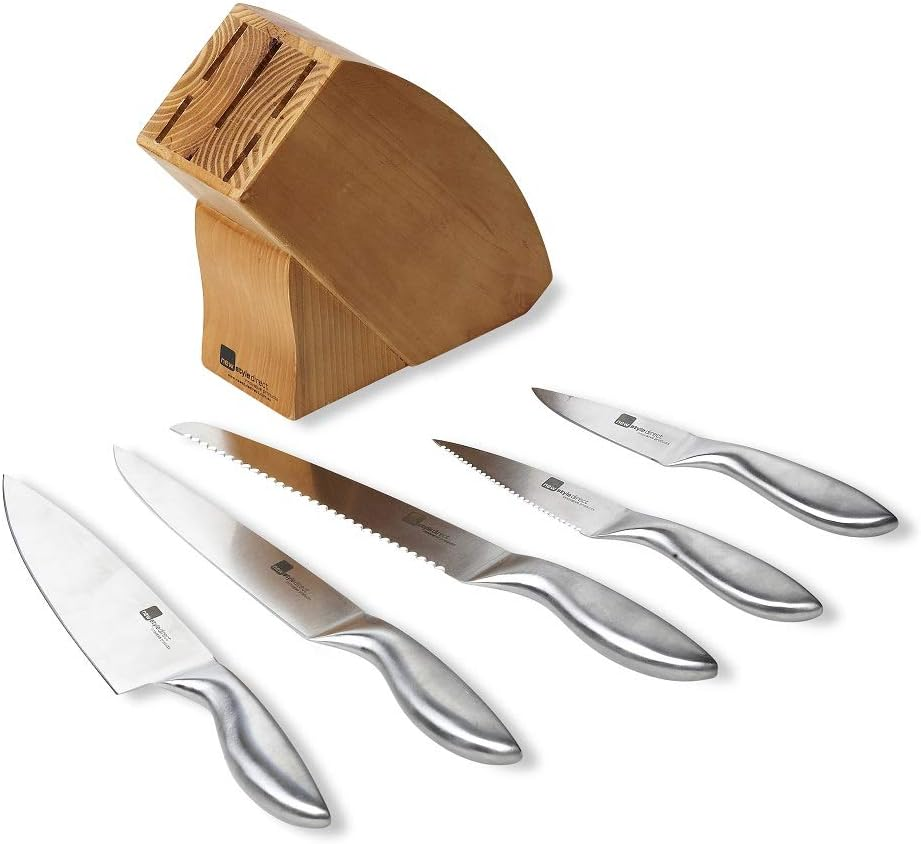 Stainless Steel Knife Set- Wooden Block