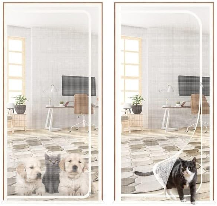 SHRRL Cat Gate Balcony Door, Thickened Cat Safety Gate for Living Room, Bedroom, Kitchen, Patio, Dog Cat Grid Door with Zip ... (Suitable for Door Size: 90 Cm X 200 Cm) image number 2