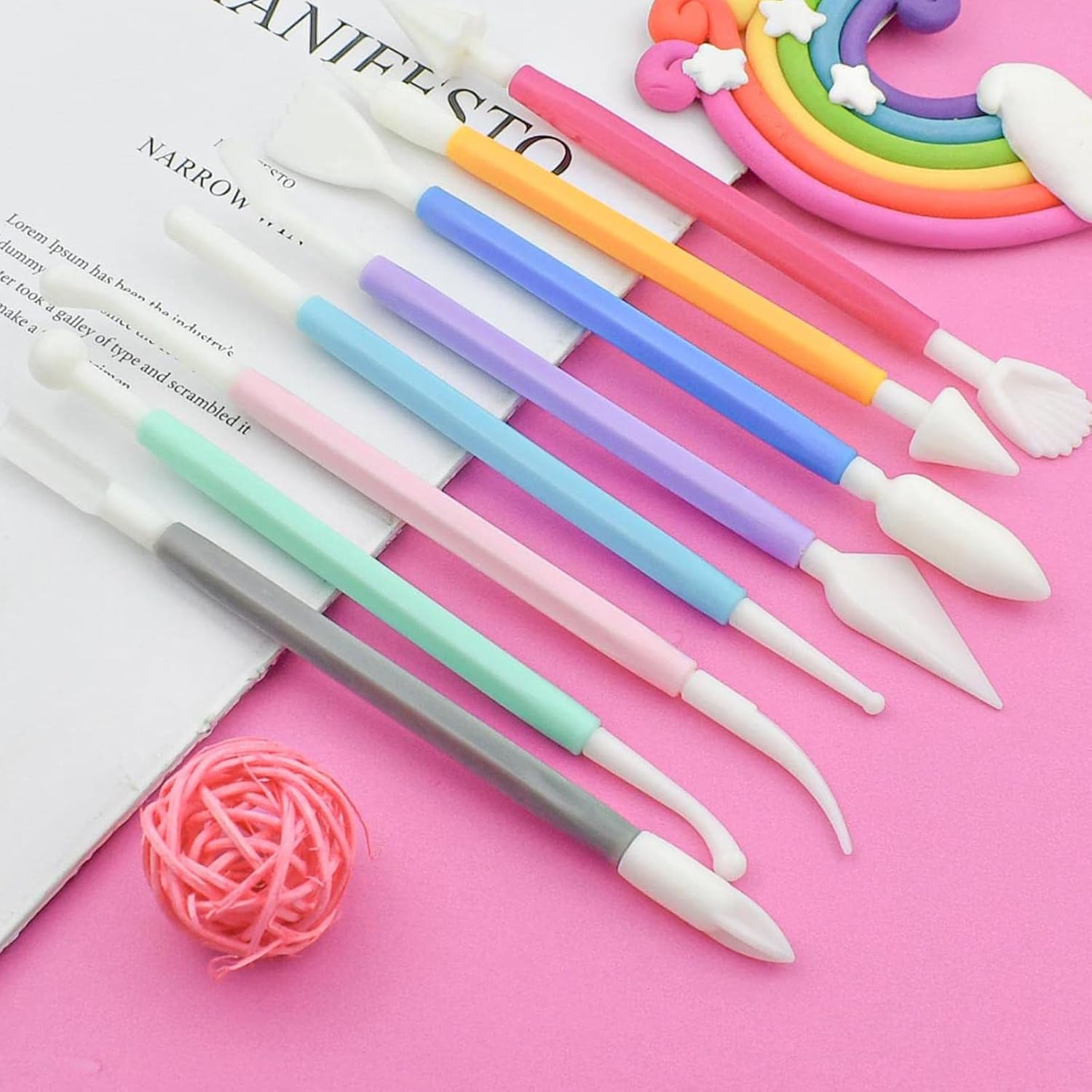 KOZTOL 8Pcs Clay Tools Kit, Polymer Clay Dotting Tools, Clay Sculpting Tools, Double-Sided Plastic Modeling Kit for Polymer Clay, DIY Pottery, Fondant & Art & Craft Supplies image number 2