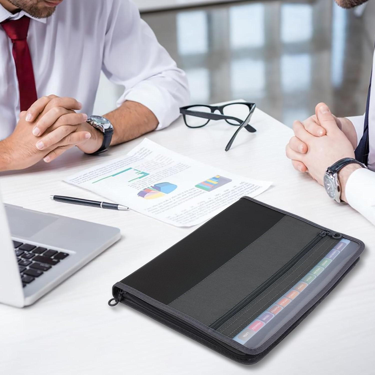 Expanding File Folder Featuring Adhesive Tags with 13 Pockets for Document Organiser, Large Capacity Accordion File Folder for A4-Sized Paper Organization Folder image number 4