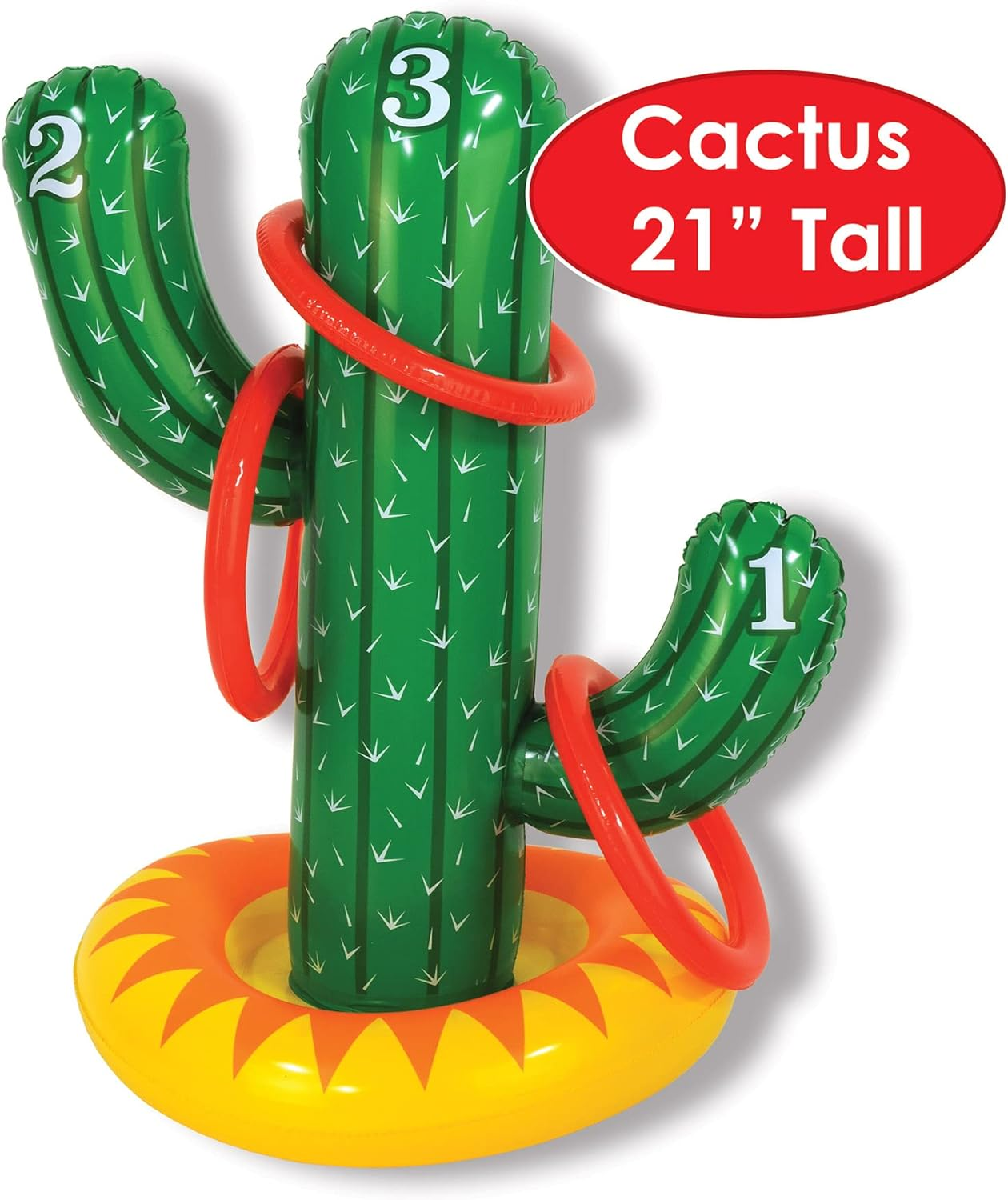 Beistle 53455 Inflatable Cactus Ring Toss, 21" & 7&frac14;" Green/Yellow/Red image number 2