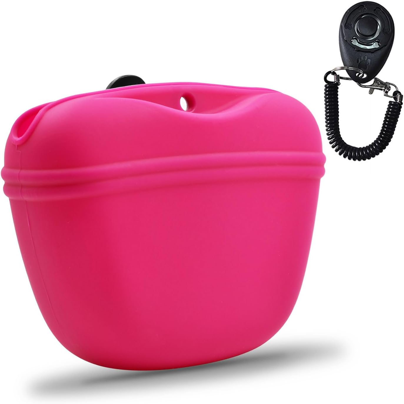 AUDWUD- Silicone Dog Treat Pouch - Clip on Portable Training Container - Convenient Magnetic Buckle Closing and Waist Clip - 100% FDA Certified Food Grade Silicone & BPA Free