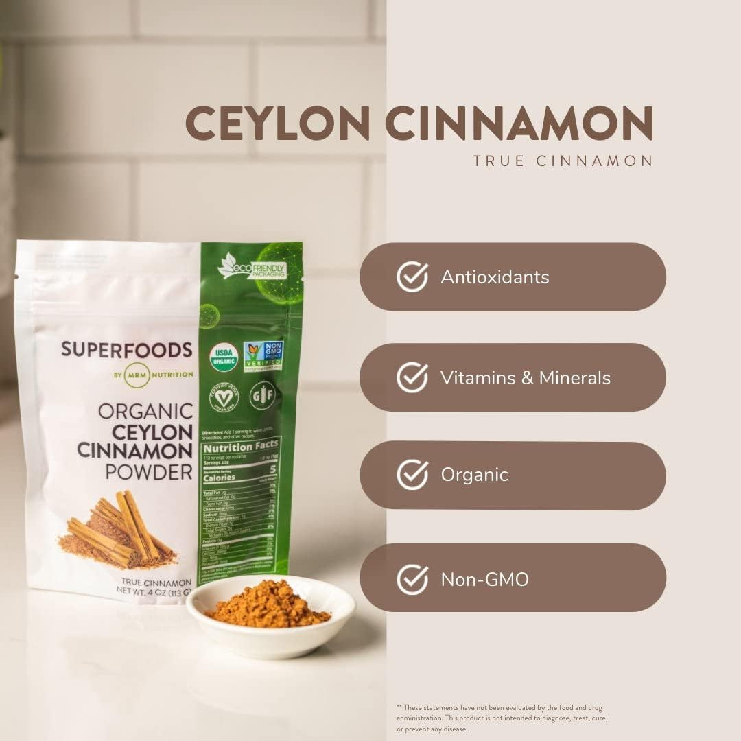 MRM Nutrition Organic Ceylon Cinnamon Powder | True Cinnamon | Antioxidant + Superfood | Gluten-Free + Vegan | 113 Servings image number 2