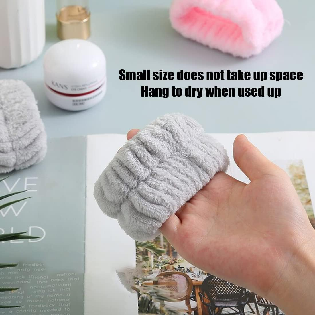 Facial Cleansing Bracelet, Elastic Makeup Sweatband and Towel, Spa Bracelet for Women and Girls, Absorbent and Hygienic - Grey