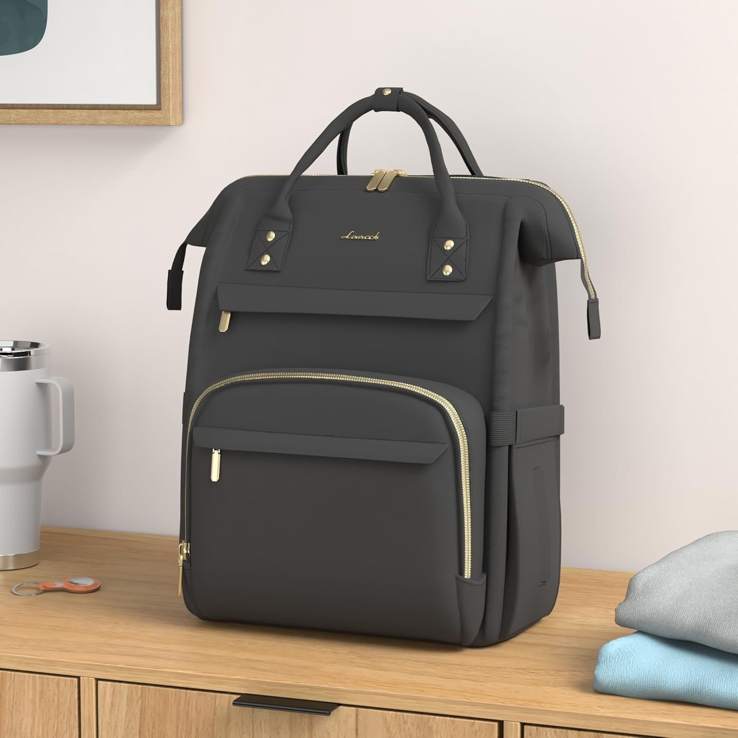 LOVEVOOK Laptop Backpack for Women, Travel with Compartment, Water Resistant Teacher Nurse Backpack, Anti-Theft Back Pack Charger Work Doctor, 15.6-Inch, Black image number 1