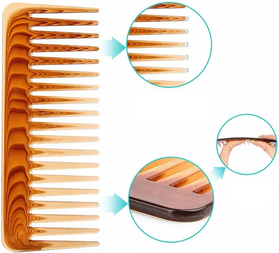 Wide Tooth Detangling Comb, 2-Pack, for Wet and Dry Curly Hair, Thick and Wavy Hair image number 2