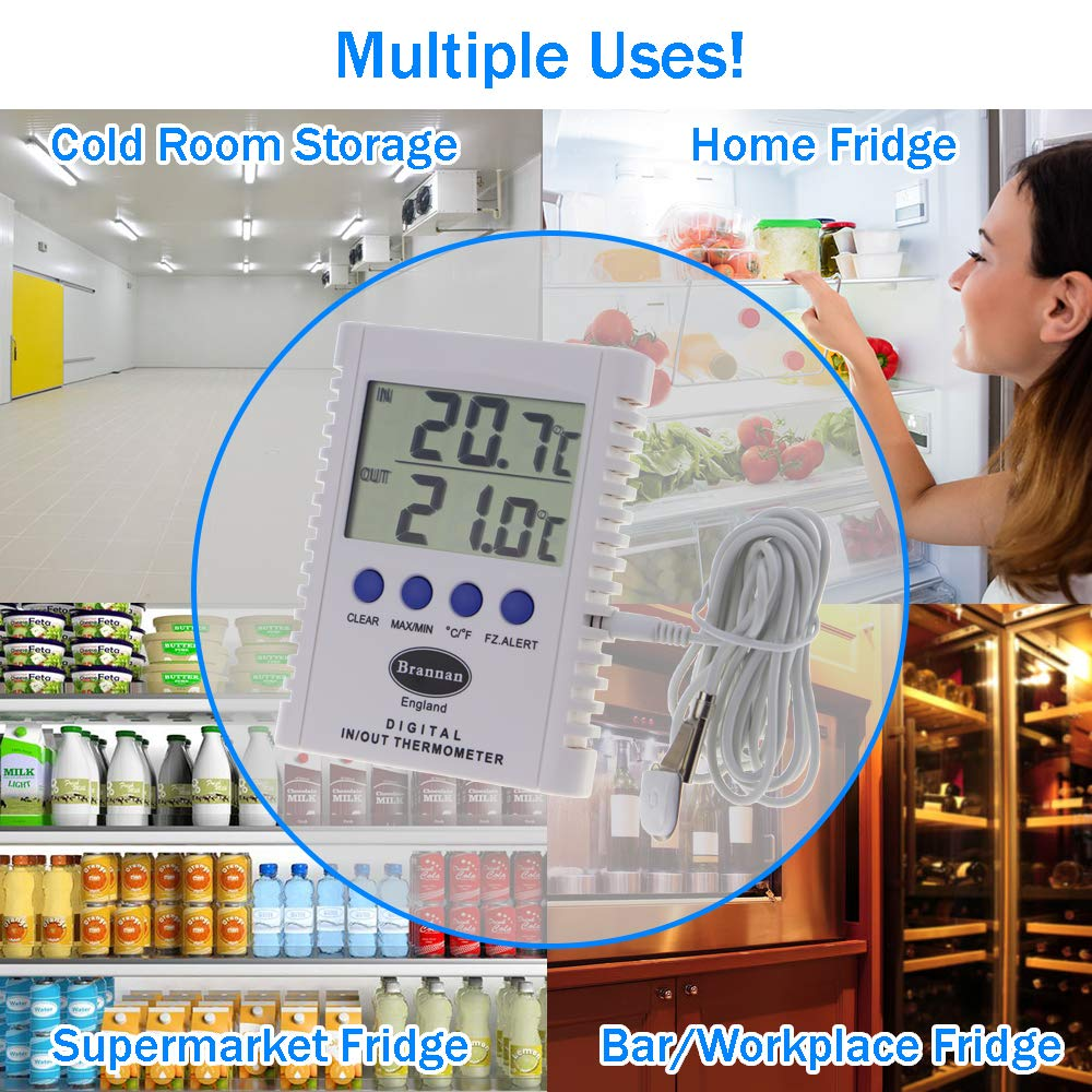 Brannan Digital Max Min Thermometer Indoor Outdoor Fridge Freezer Greenhouse Garden Room Large Display 2M Probe Cable image number 3