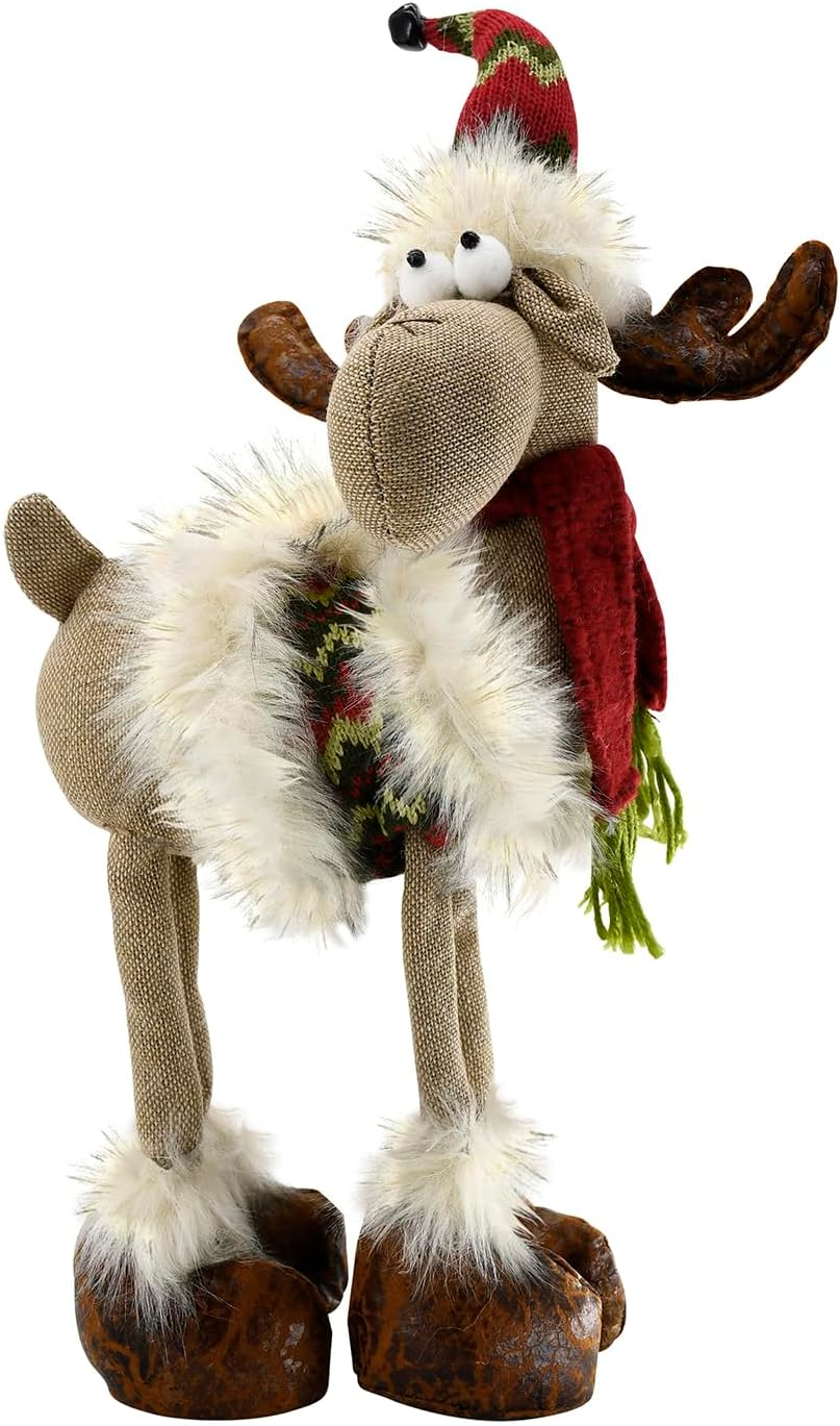Yuqi Reindeer Christmas Decoration, Plush Xmas Deer Gnome, Handmade Swedish Santa Elk Figurines Tomte Gnome with Bell Reindeer Horns Ornaments, Home Table Decor image number 1