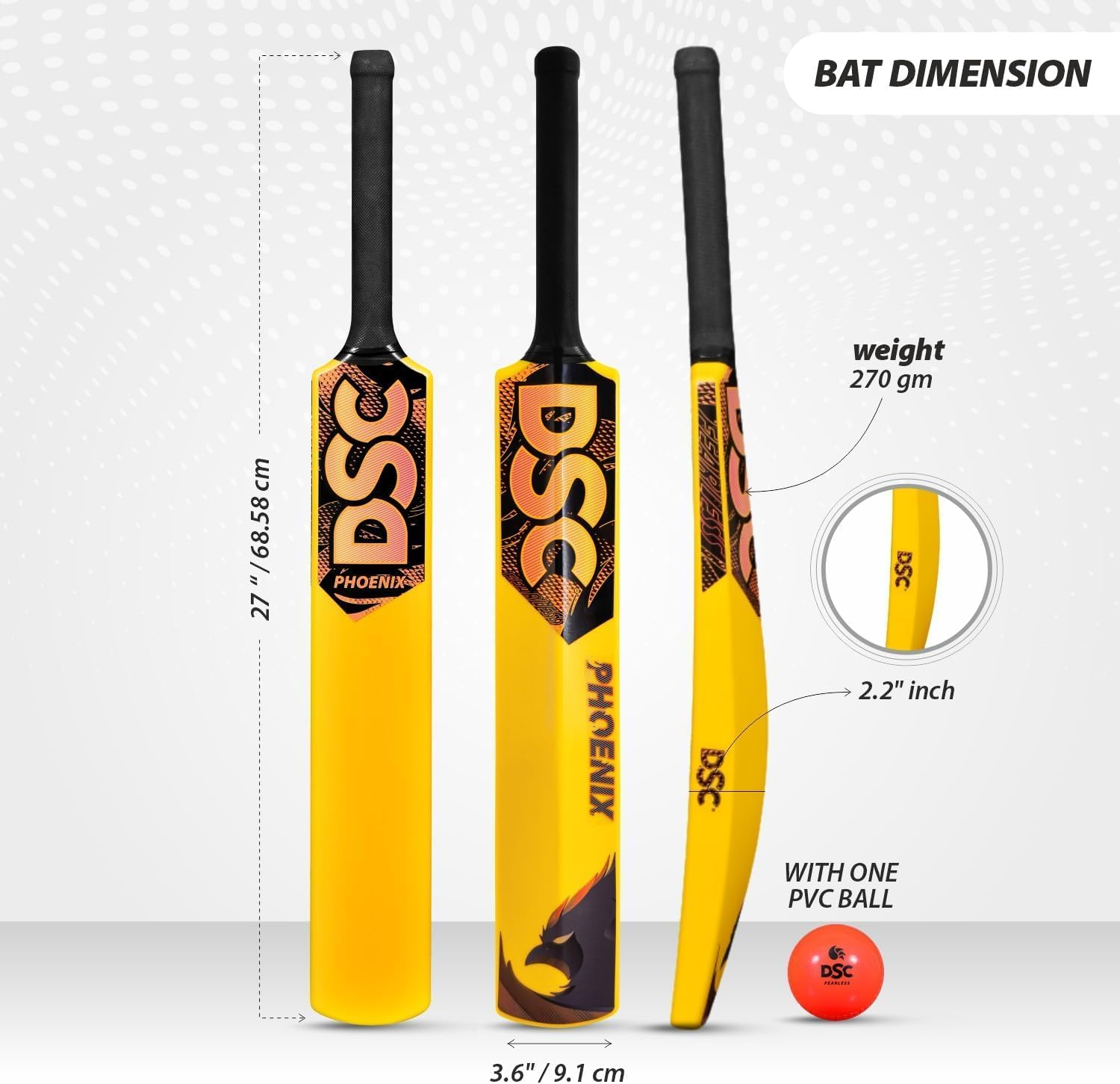 DSC Phoenix Plastic Cricket Set for Kids (Yellow, Size: 6) | Includes 4 Plastic Stumps + 2 Base + 2 Bails + 1 PVC Ball | Lightweight | Free Cover | Ready to Play | for Kids