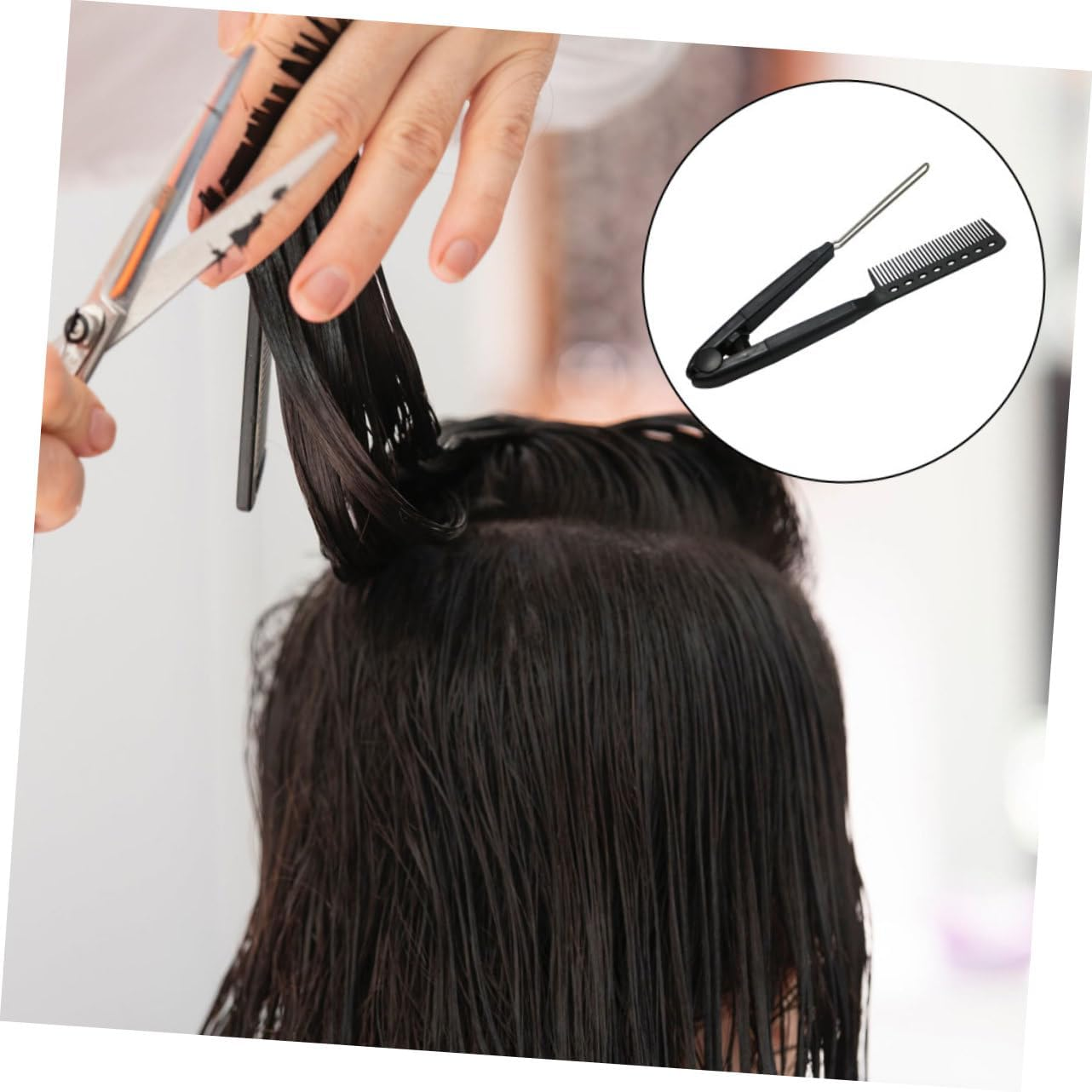 KAILIKETIY 1Pc Shaped Hair Straightener Comb Compact Durable Styling Tool for Straightening Comfortable Grip Smooth Teeth Design for Go Hair Care image number 5