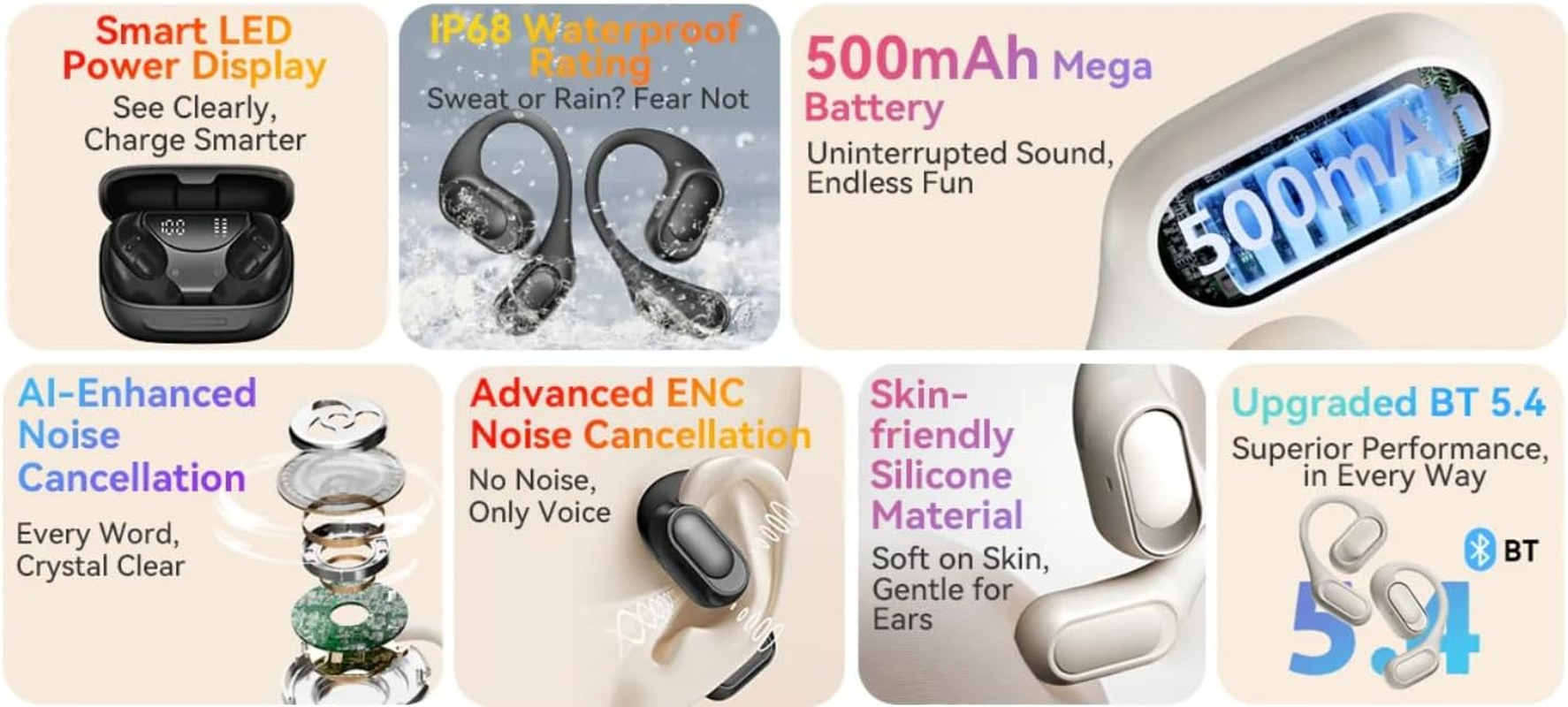 Blackview Wireless Headphones 200 IP68, One Size, White image number 6