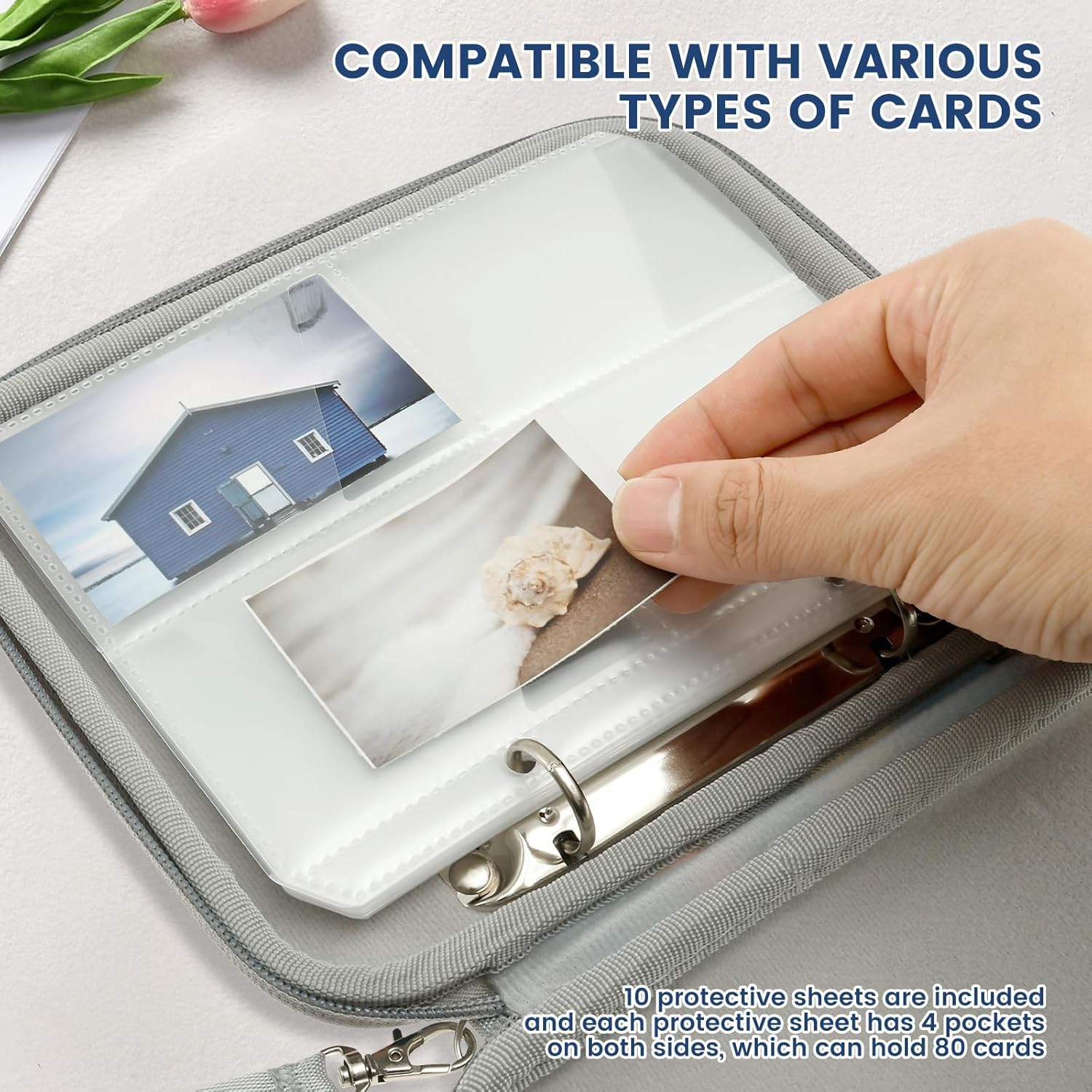 Card Case for Yoto Cards, Soft Portable Folder, 80 Pockets Card Binders Holder Folder Album Book Protectors, Ringless Game Trading Card Protective Organize Folder (Dark Blove) - Dark Blove image number 4