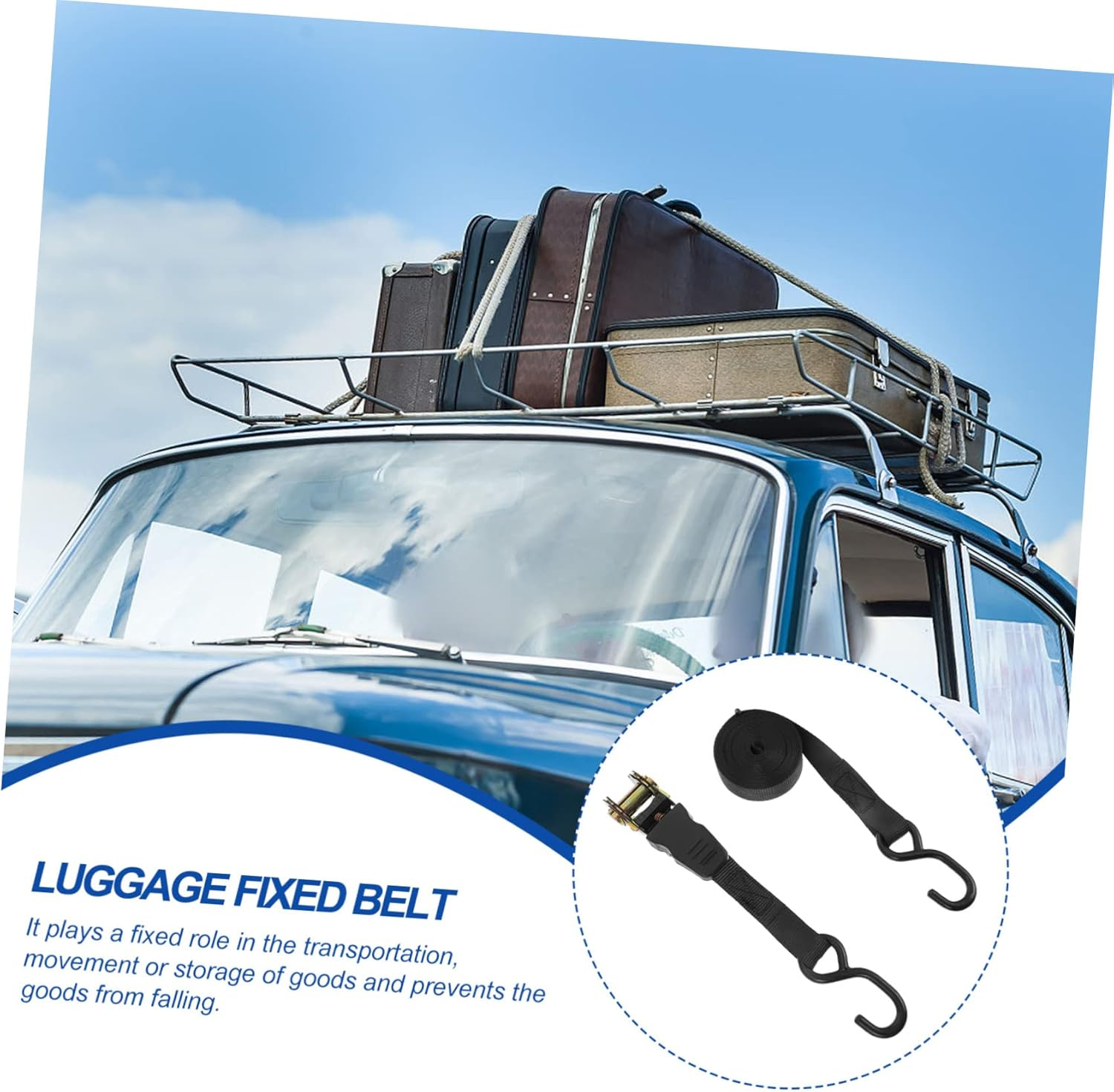 SWOOMEY Car Cargo Binding Belt and Motorcycle Cargo Strap 25Mm, 2 Sets Black Luggage Tie-Down Straps with Tightening Ratchet for Travel and Transport Use image number 3