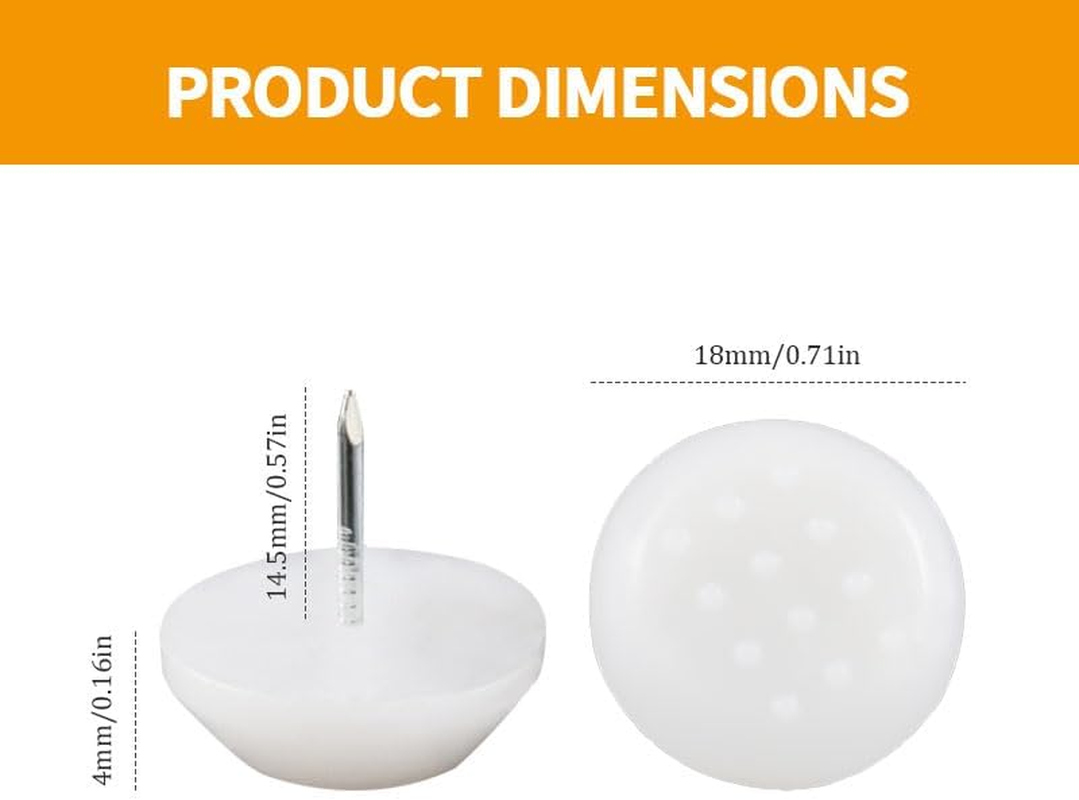 16 PCS 18Mm Nylon Furniture anti Slip Foot Studs, White Nylon Chair Leg Cushion Peg Floor Protector for Chairs, Tables, Sofas, Desks and Other Furniture image number 3