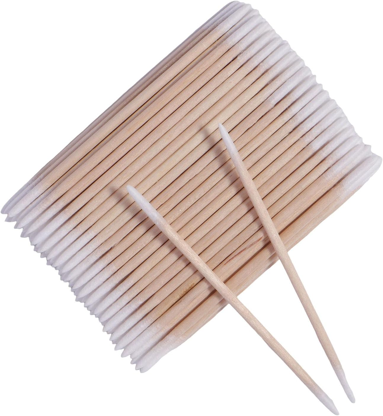 1000Pcs Double Side Precision Tip Cotton Swabs with Wooden Sticks, Pointed Tip Cotton Swabs for Nail Polish Touch Up, Disposable Makeup Applicators, Cotton Sticks for Makeup