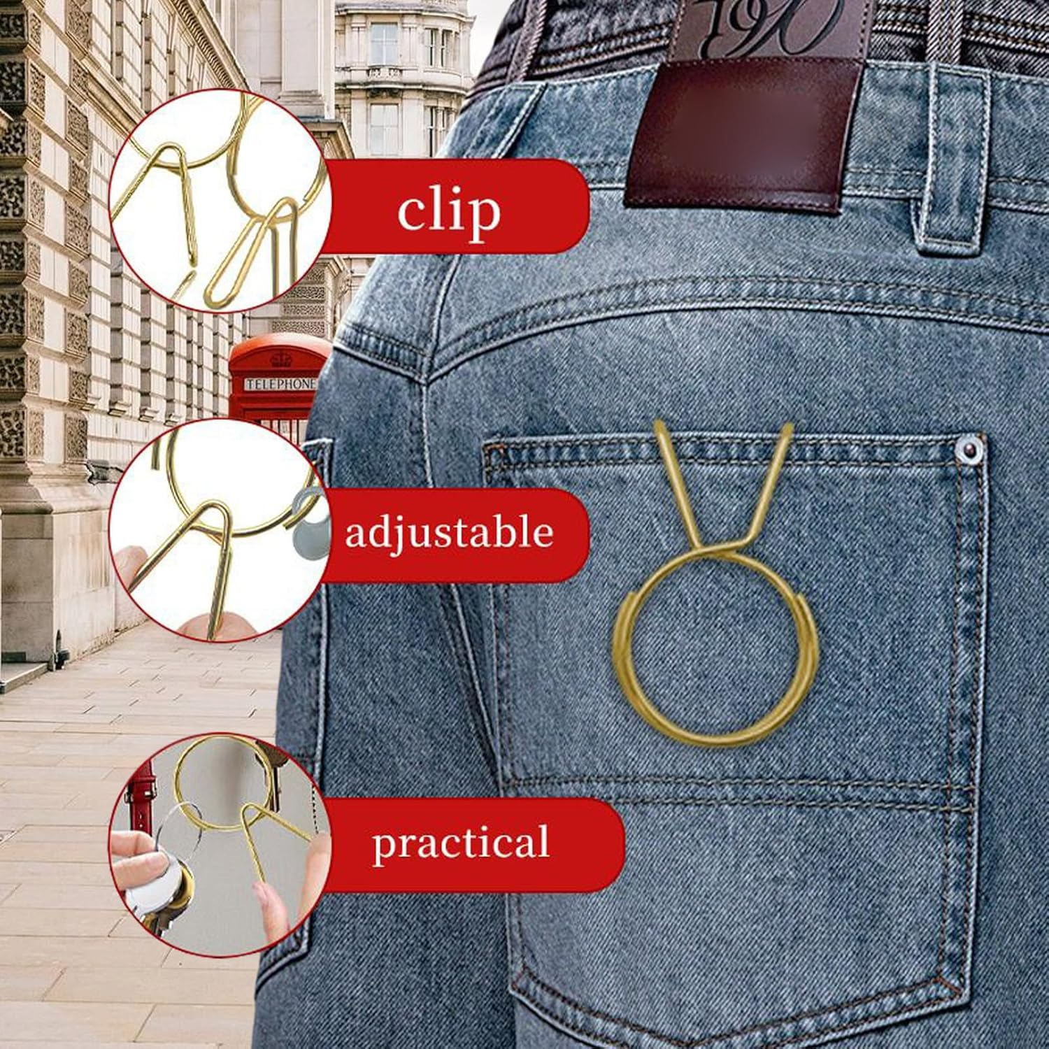 Jubepk Pocket Clip,Clip on Key Organizer - Compact Secure Wallet Purse Accessory for Men Women Work Travel Car Home Belt Pants Pocket image number 5