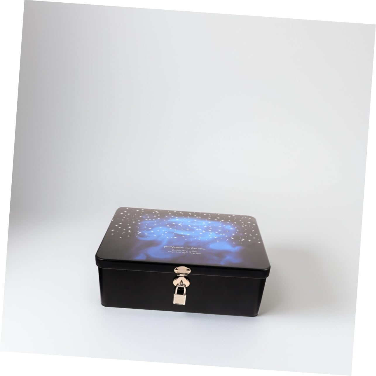 Vintage Large Tinplate Storage Box Lock and Key, Tinplate Container for Desktop Organization, Retro Metal Tin Case Suitable for Secure Storage and Small Items image number 1