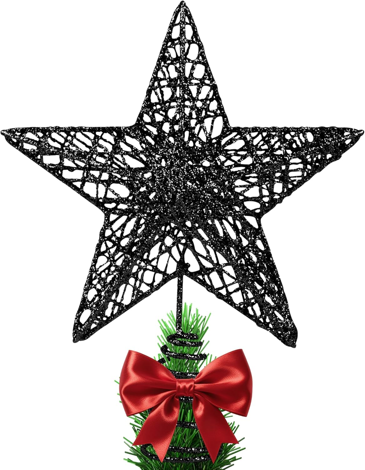 Silver Star Christmas Tree Topper Star for Christmas Tree Metal Xmas Tree Topper for Christmas Decorations Ornaments H 20Cm/8Inch W 15Cm/6Inch