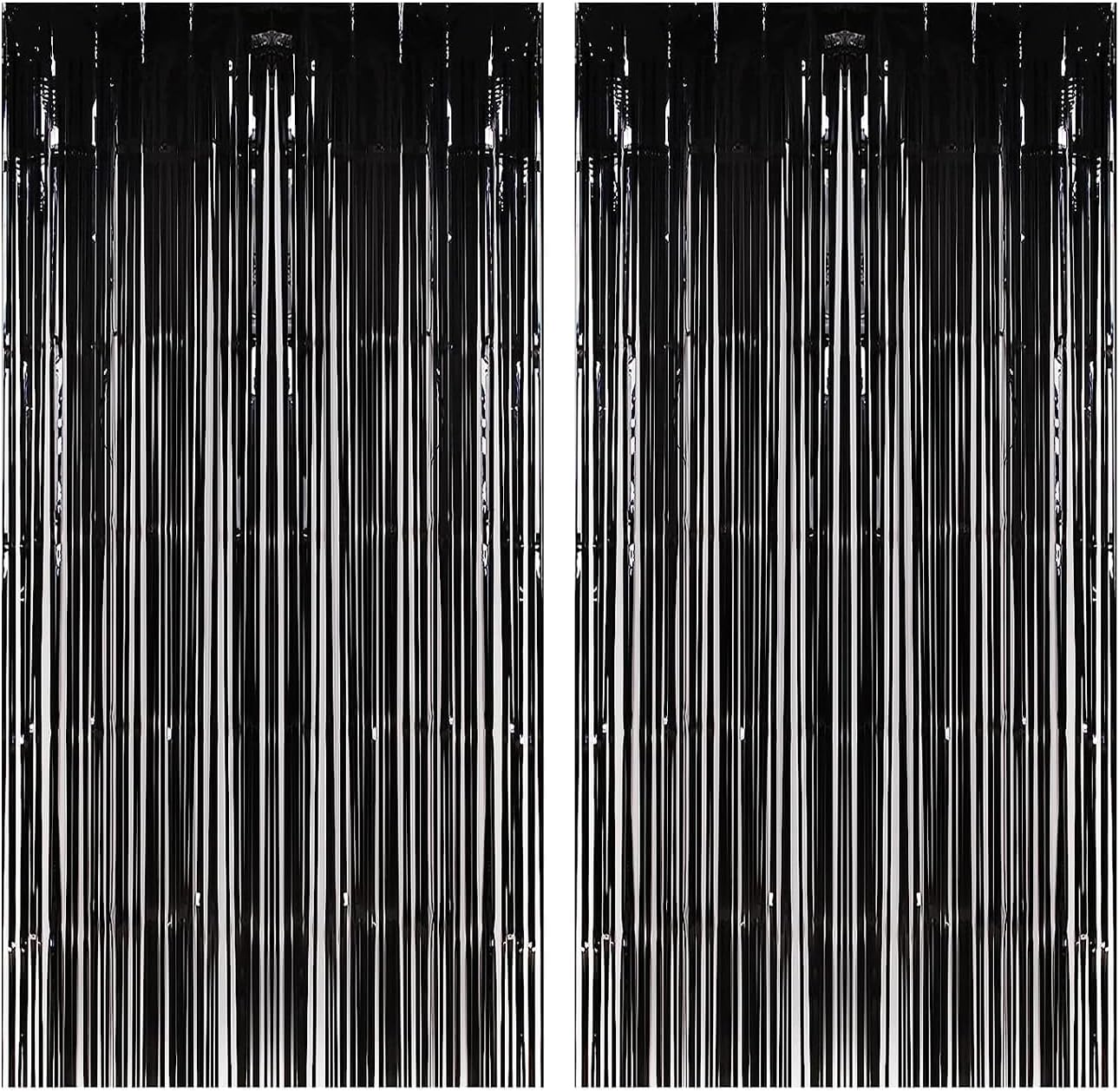 Haobase 2 Pack 3.28 Ft X 6.56 Ft Tinsel Foil Fringe Curtains, Metallic Foil Curtains Party Photo Backdrop for Wedding Birthday Party Baby Shower Graduation Decorations (Light Blue)