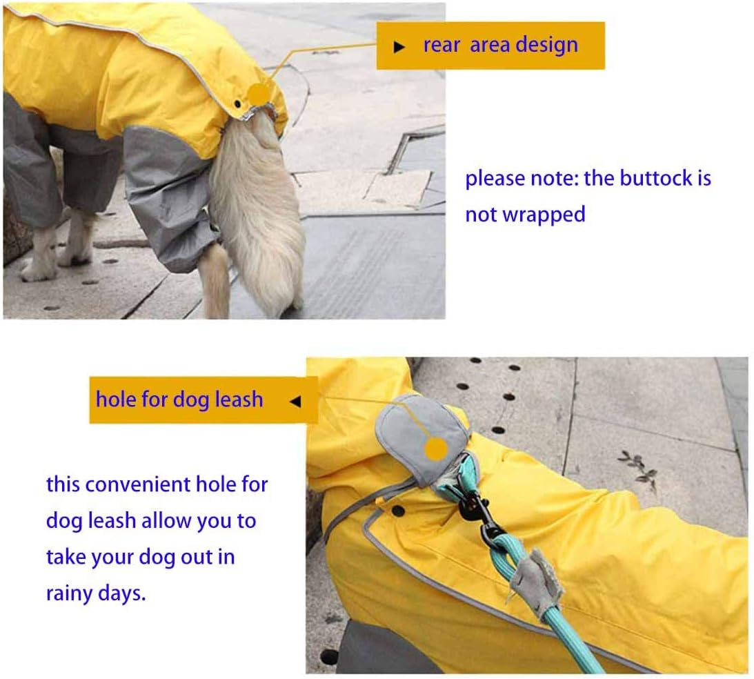 Patchwork Raincoat for Dogs, Dog Raincoat, Waterproof 4-Legged Rain Jacket, Pet Raincoat, Dog with Removable Hood for Small, Medium and Large Dogs (26#, Green) image number 6