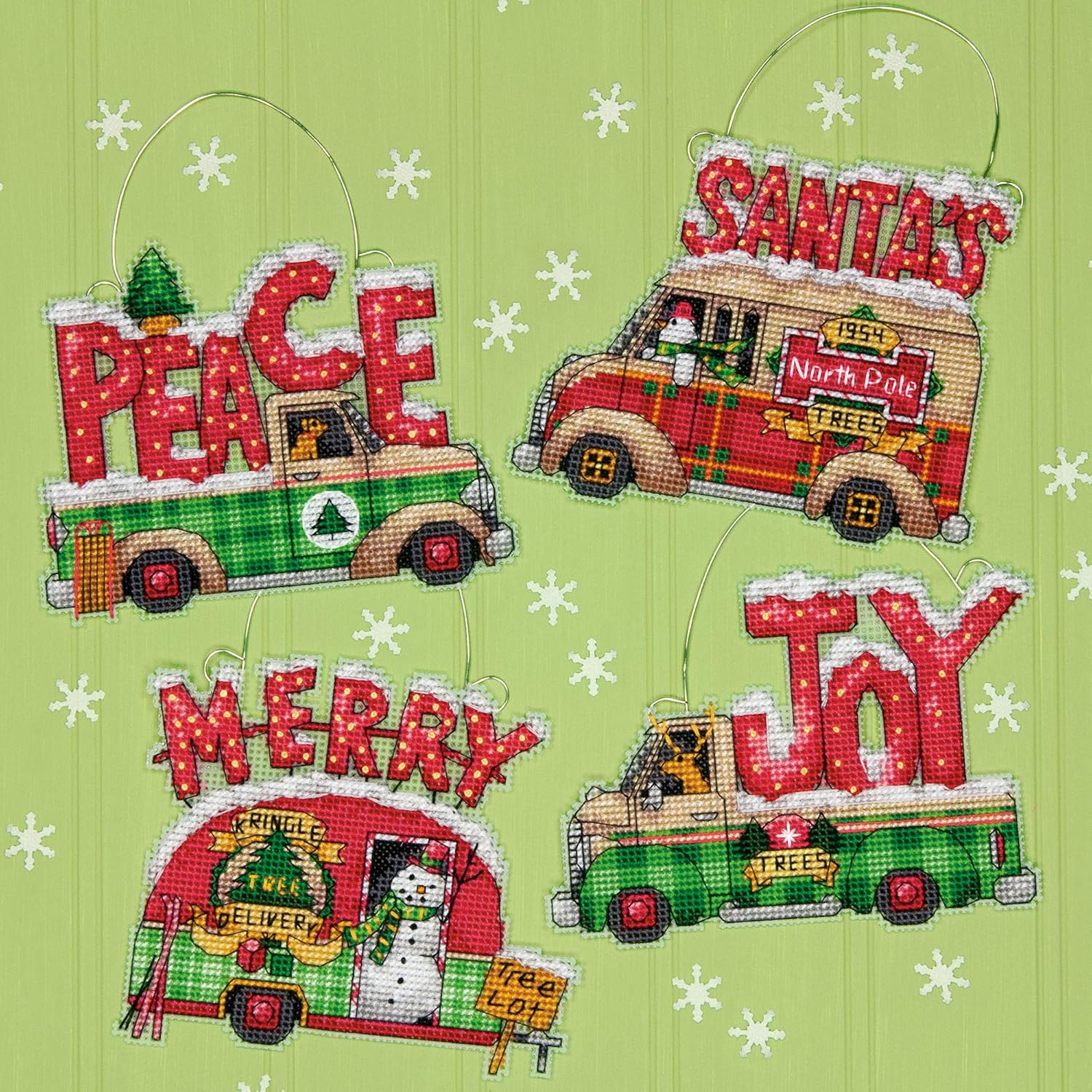 Dimensions Holiday Truck Ornaments Counted Cross Stitch Kit, 12.7 Cm