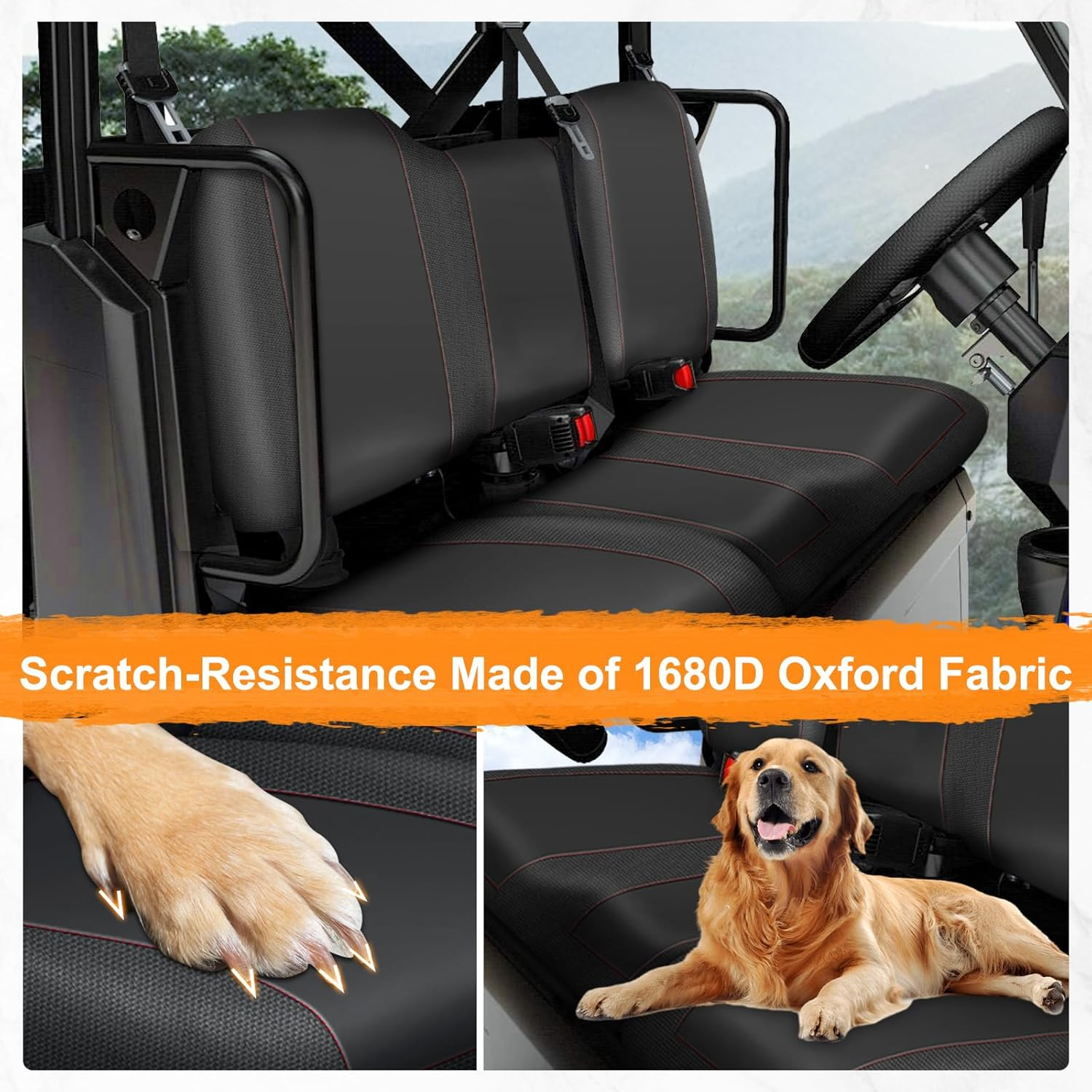 CEMOFE UTV Seat Cover for Polaris Ranger 1000 2020-2025/Polaris Ranger XP 1000 2017-2021, Split Bench Seat Covers Heavy Duty 1680D Waterproof UTV Seat Cover Set(3 PCS) image number 2